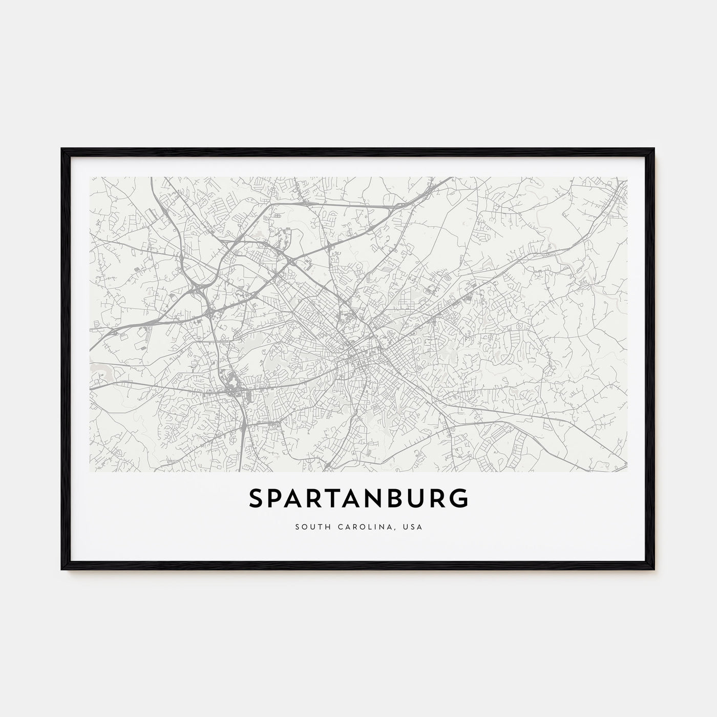 Spartanburg Map Landscape Poster