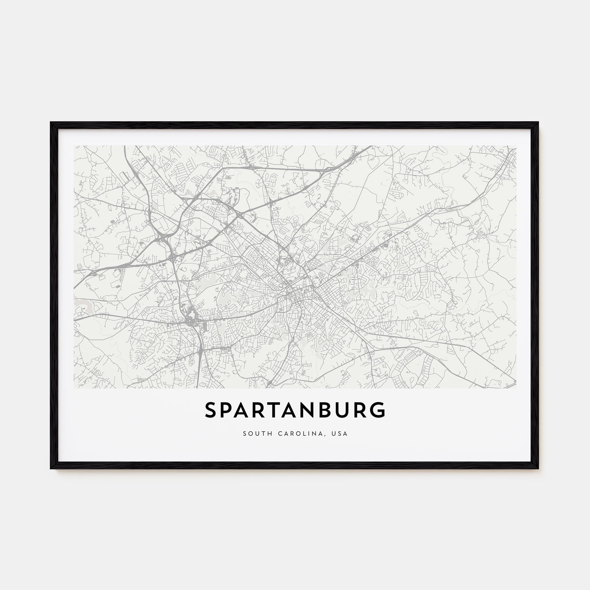 Spartanburg Map Landscape Poster
