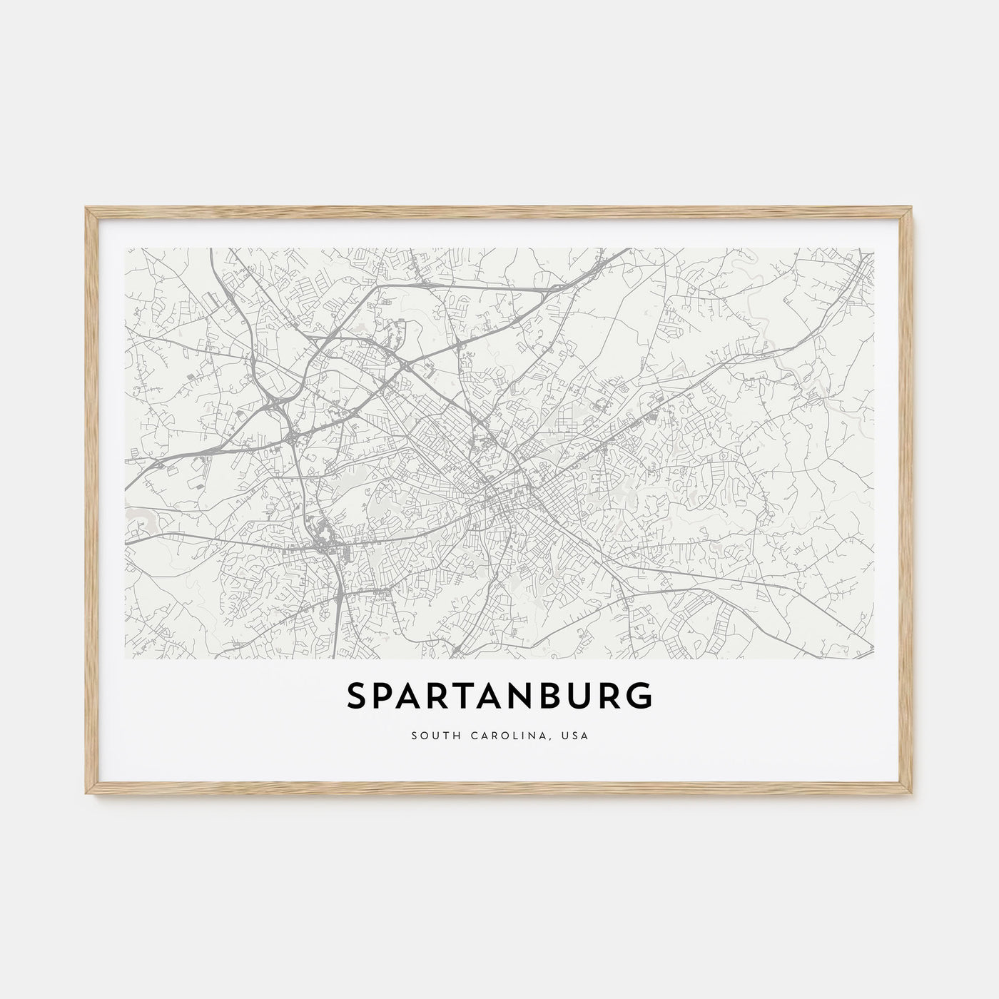 Spartanburg Map Landscape Poster