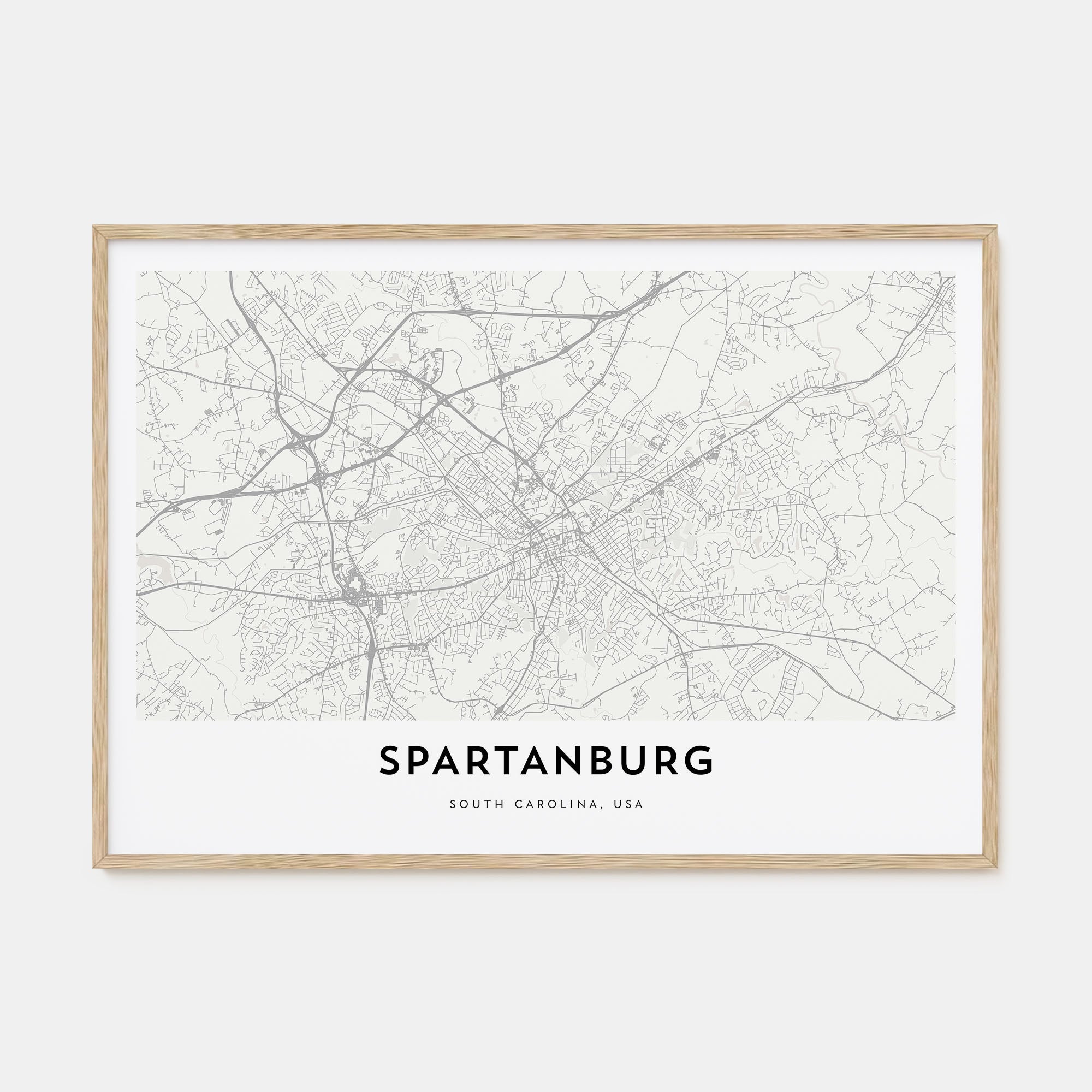 Spartanburg Map Landscape Poster