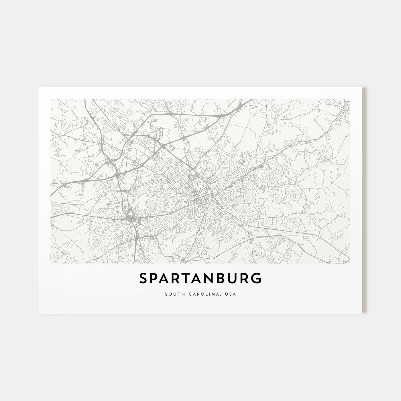 Spartanburg Map Landscape Poster