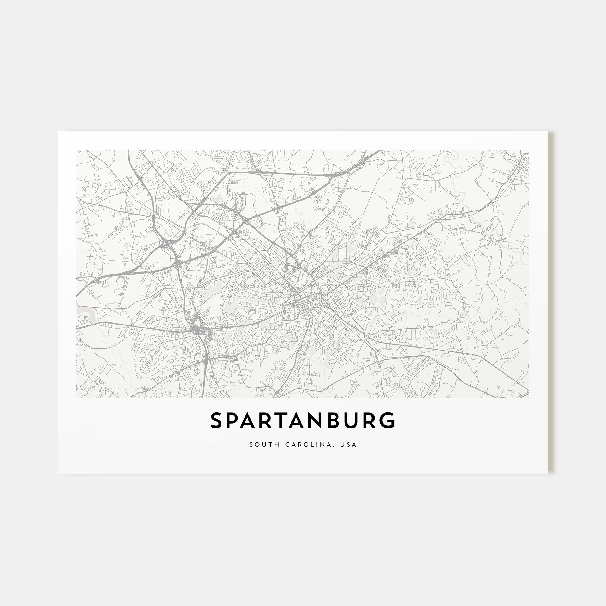 Spartanburg Map Landscape Poster