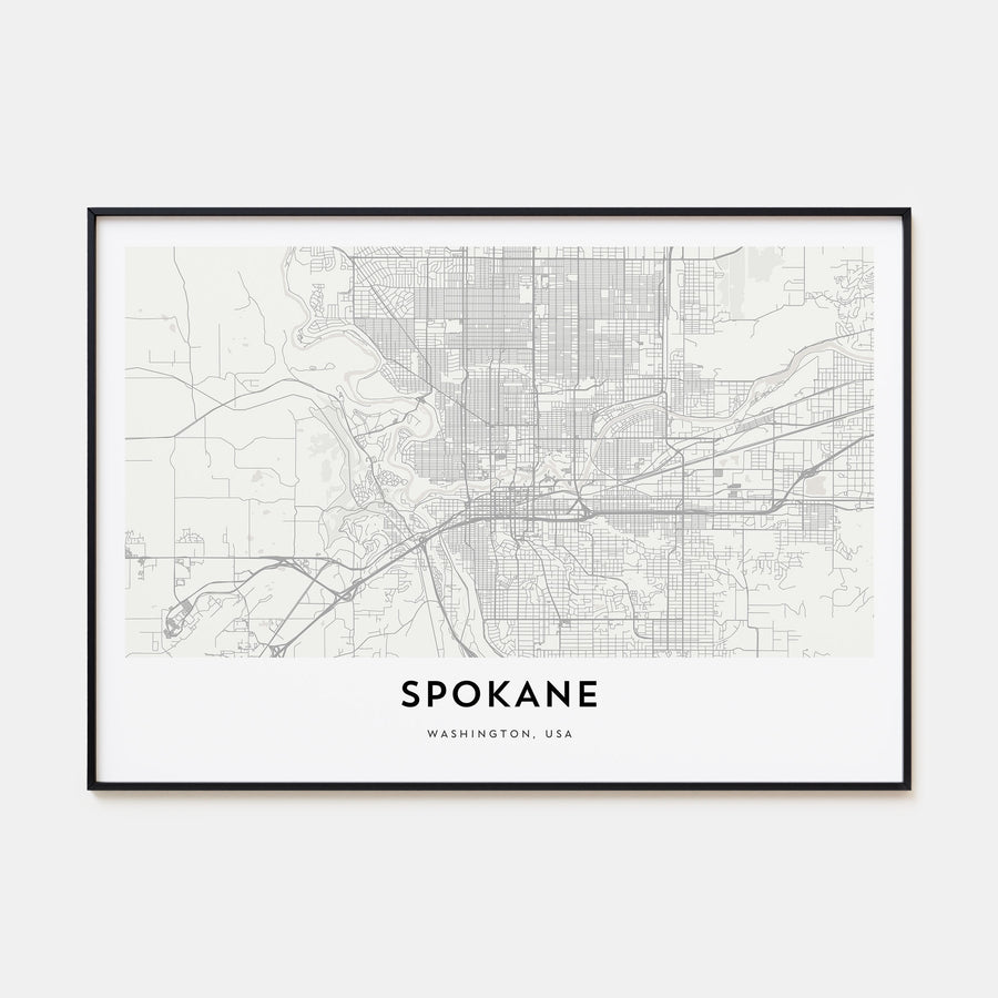 Spokane Map Landscape Poster