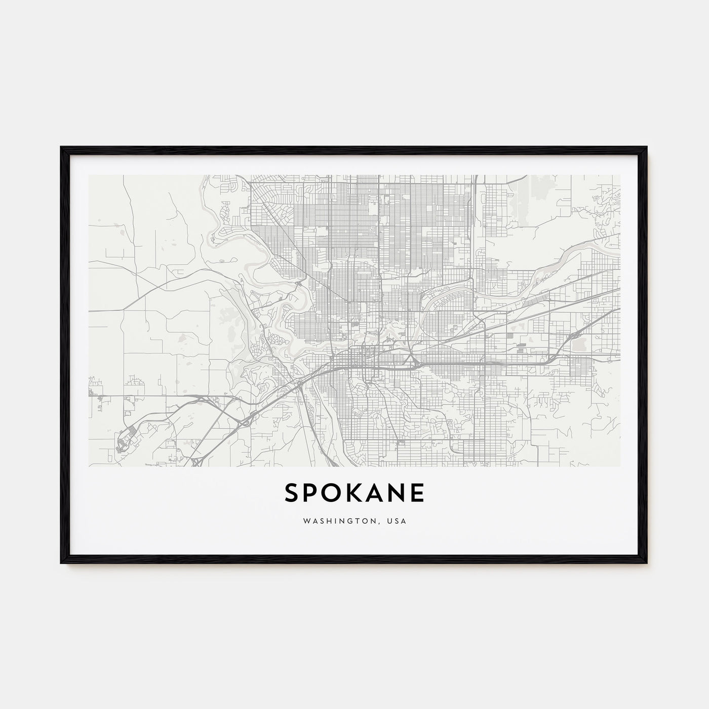 Spokane Map Landscape Poster