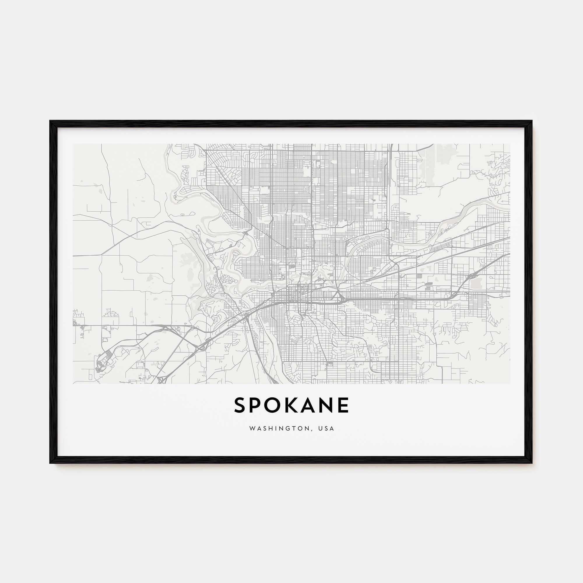Spokane Map Landscape Poster