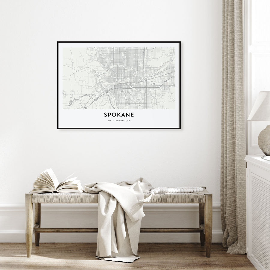 Spokane Map Landscape Poster