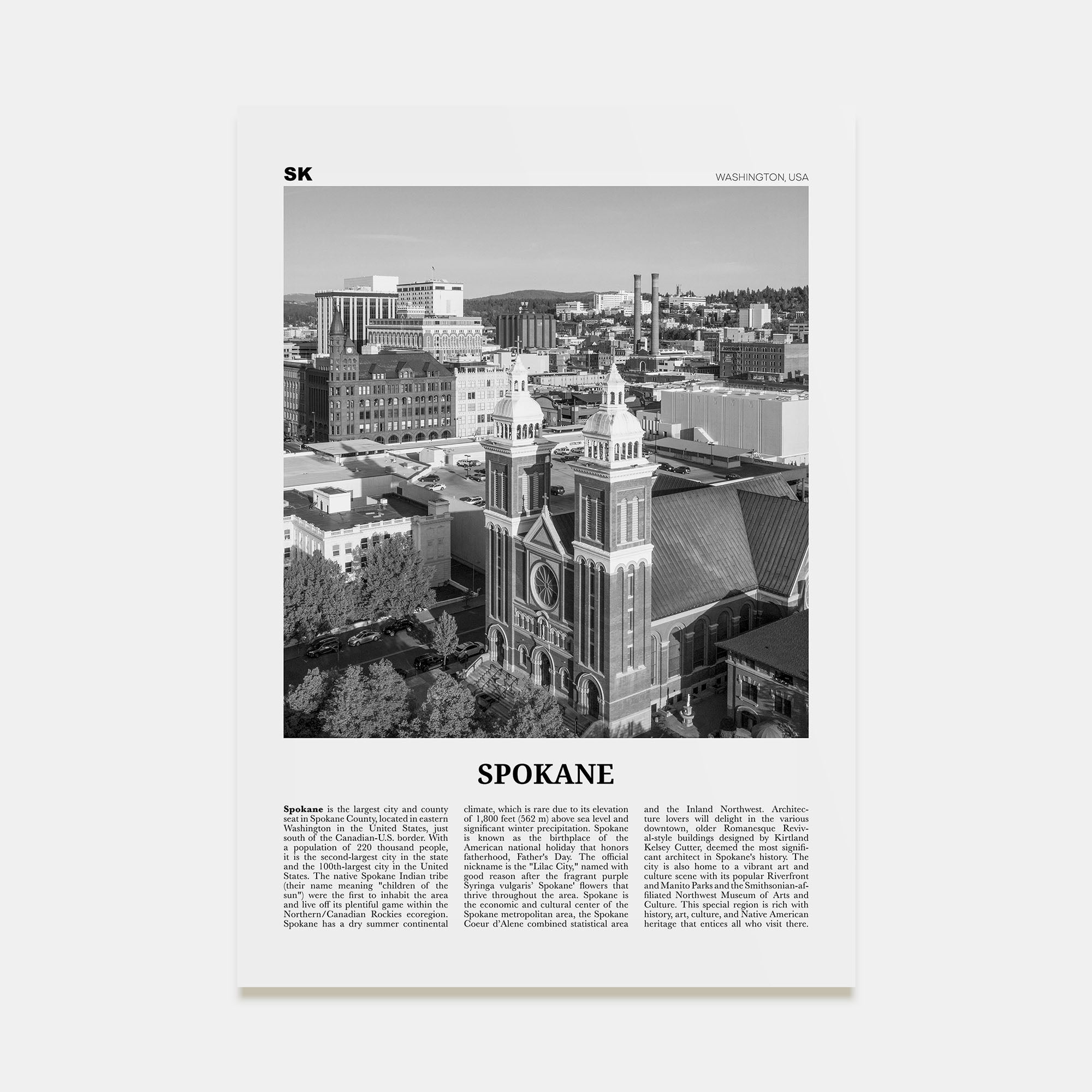 Spokane Travel B&W No 1 Poster
