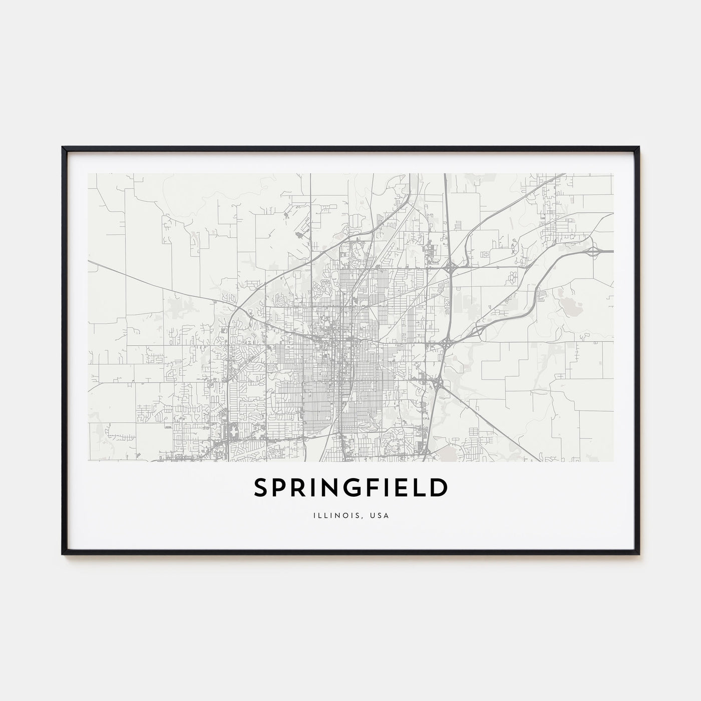 Springfield, Illinois Map Landscape Poster
