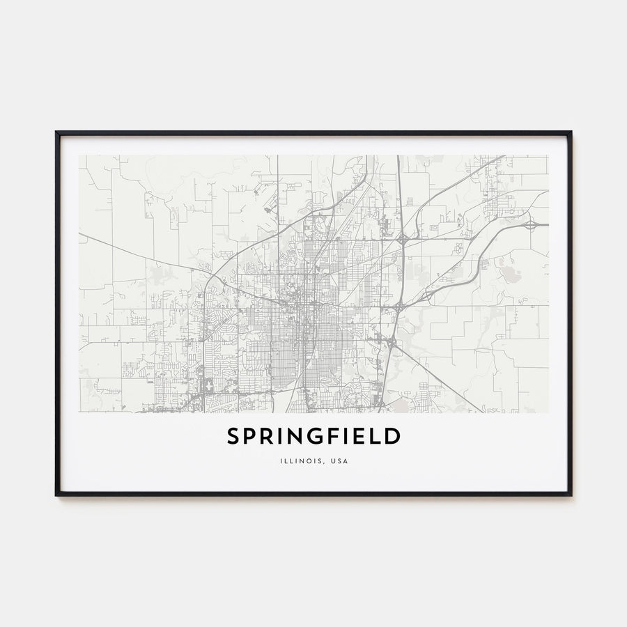 Springfield, Illinois Map Landscape Poster