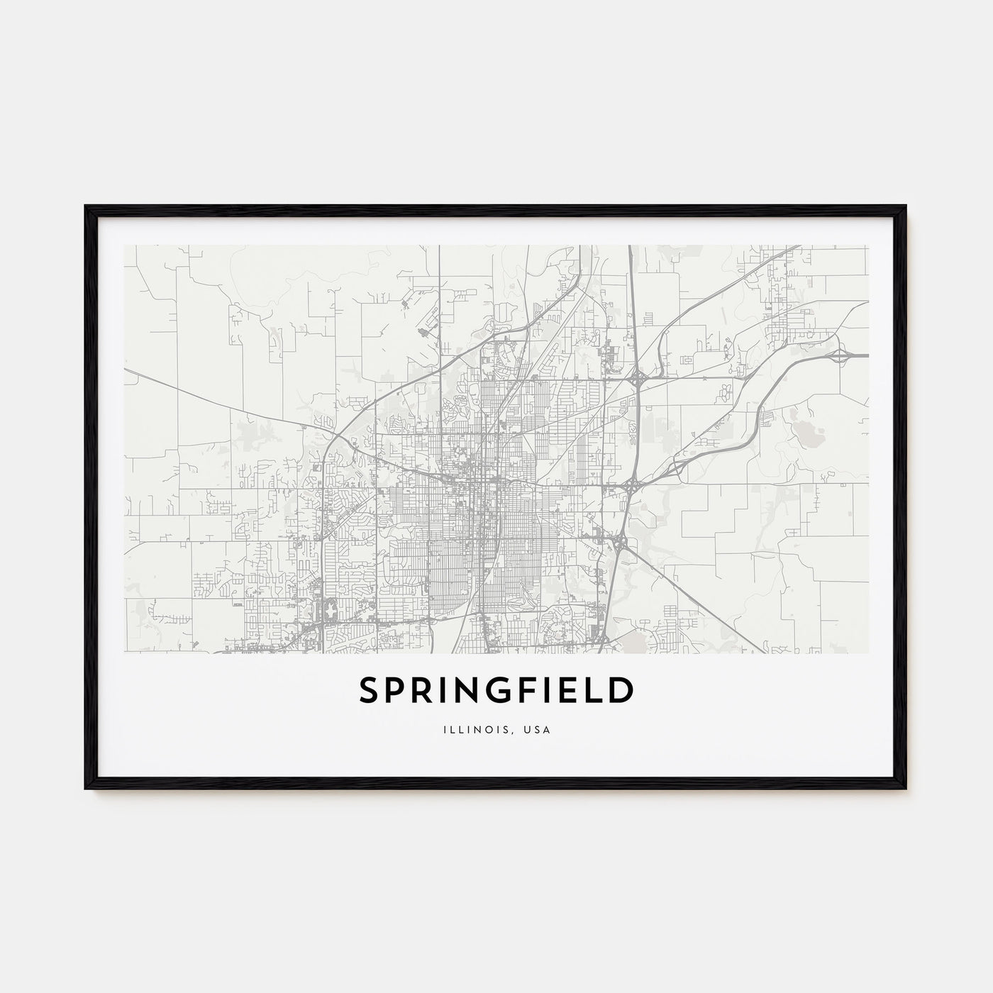 Springfield, Illinois Map Landscape Poster
