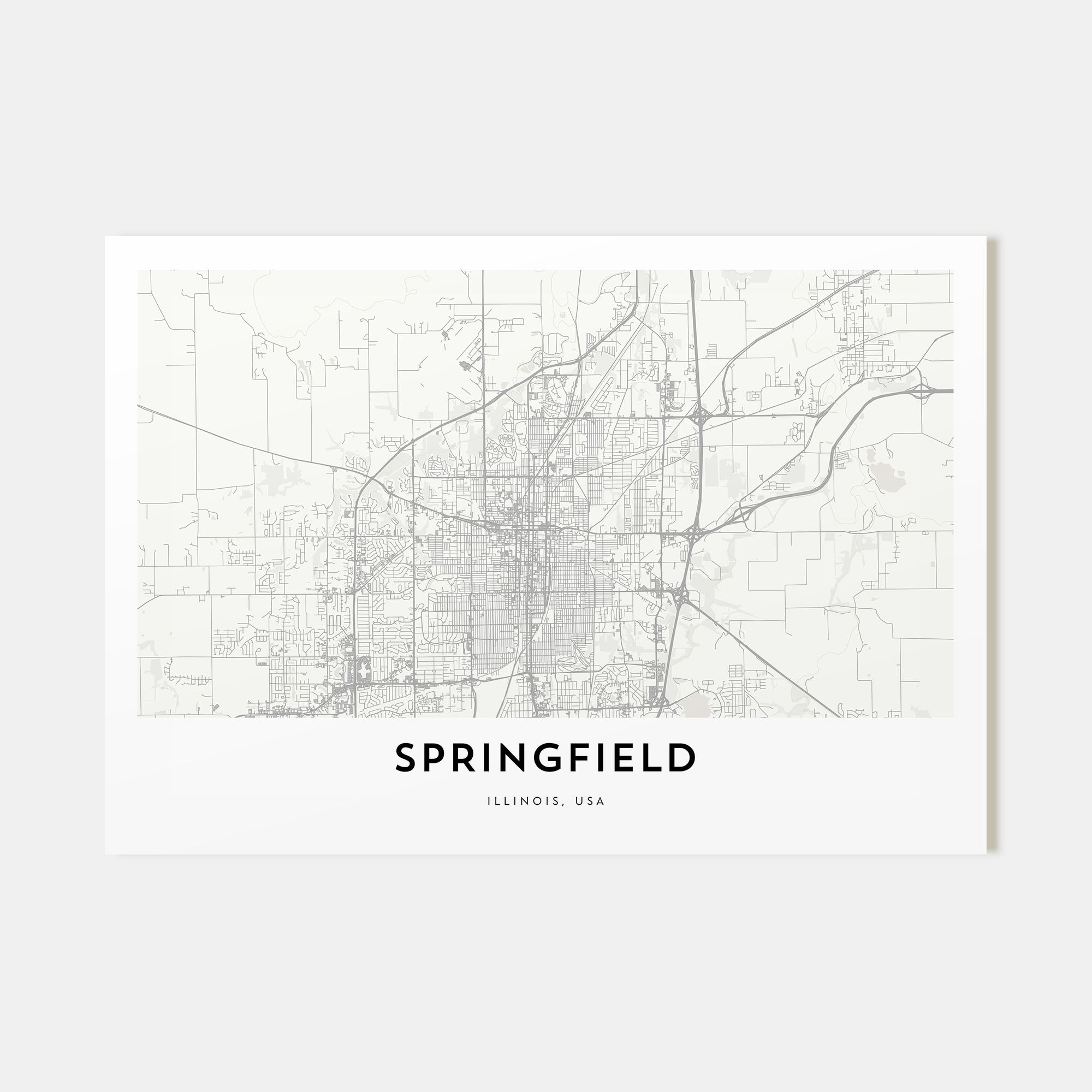 Springfield, Illinois Map Landscape Poster