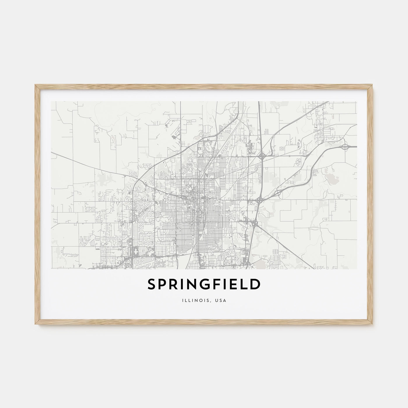 Springfield, Illinois Map Landscape Poster