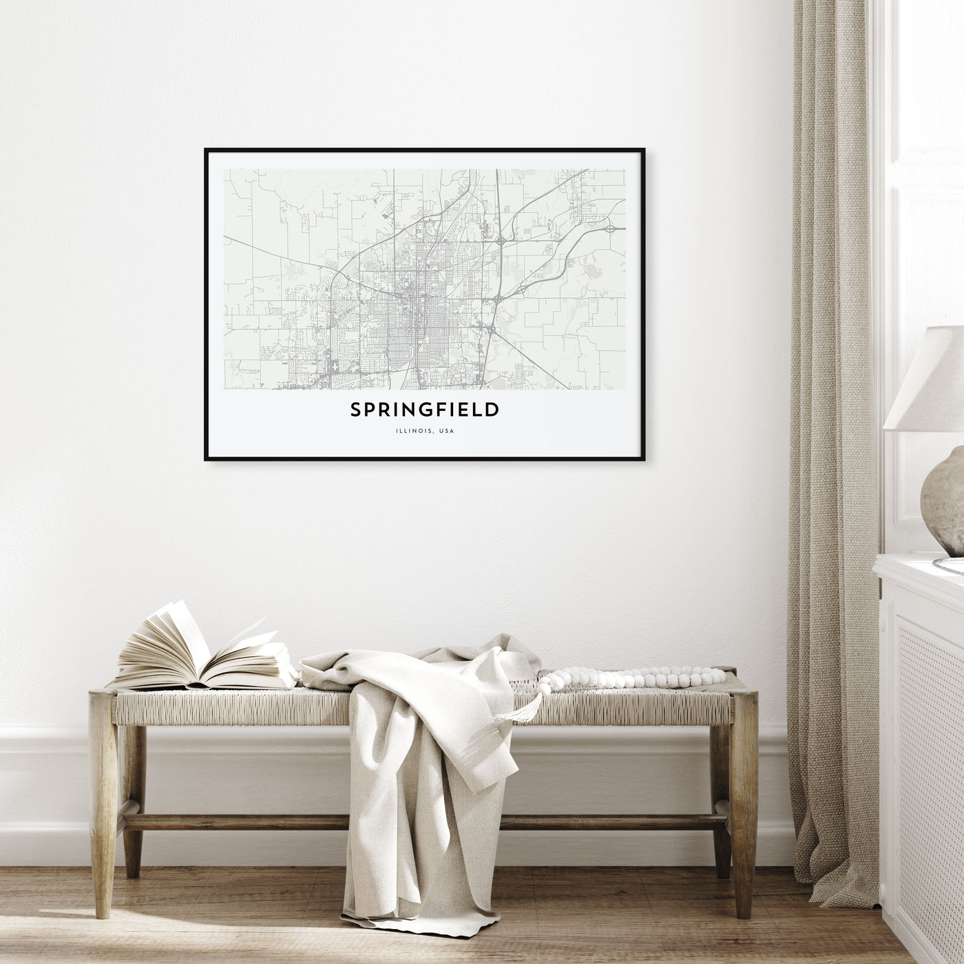 Springfield, Illinois Map Landscape Poster