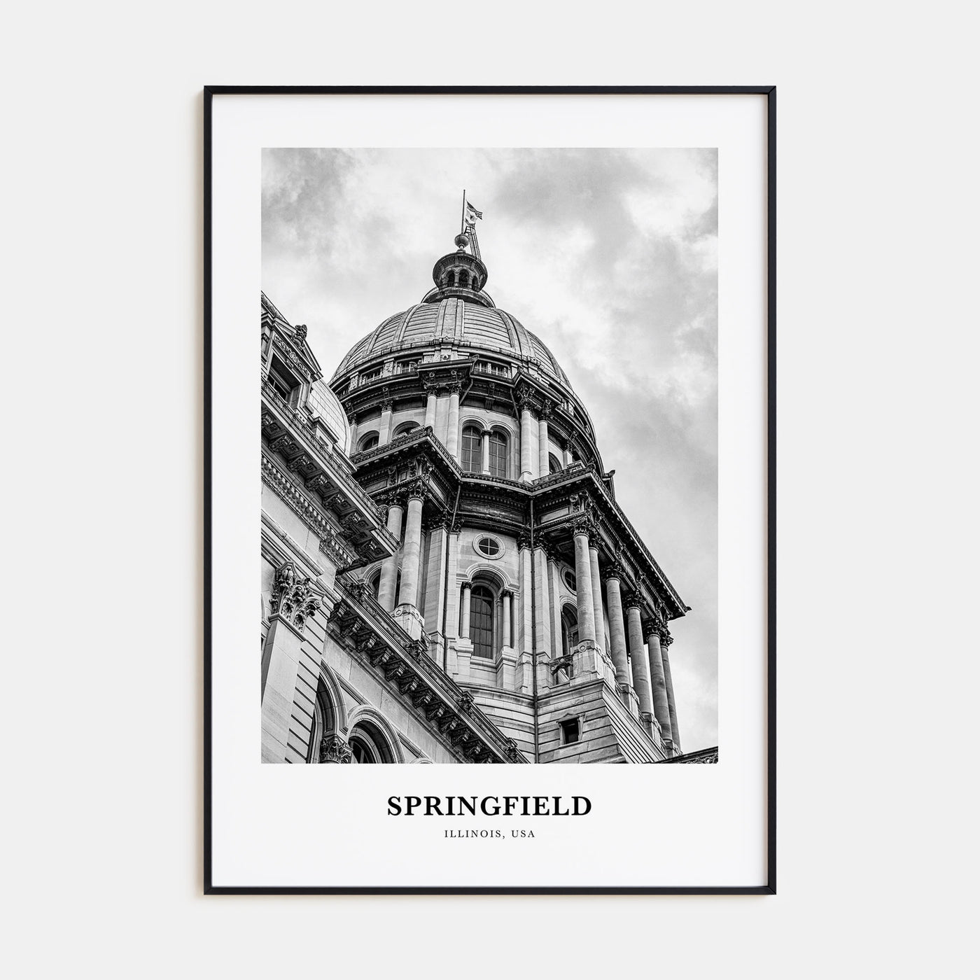Springfield, Illinois Portrait B&W Poster