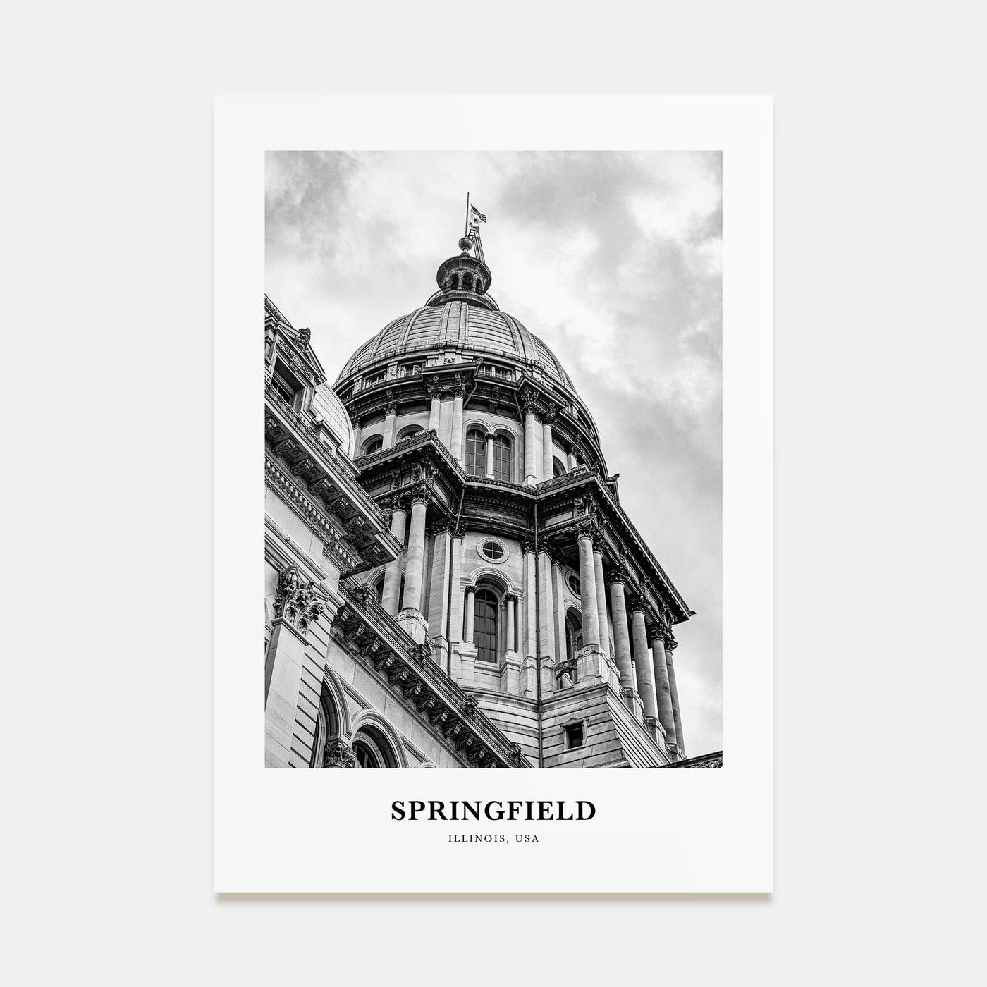 Springfield, Illinois Portrait B&W Poster
