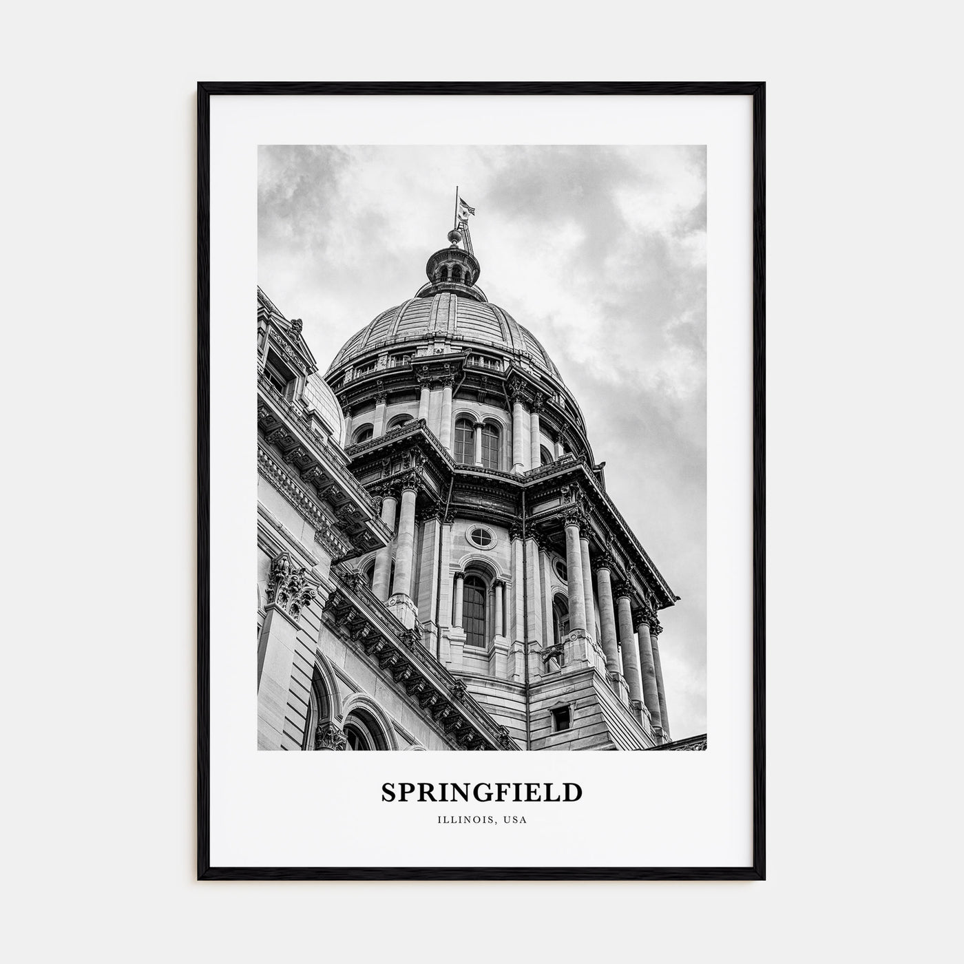 Springfield, Illinois Portrait B&W Poster