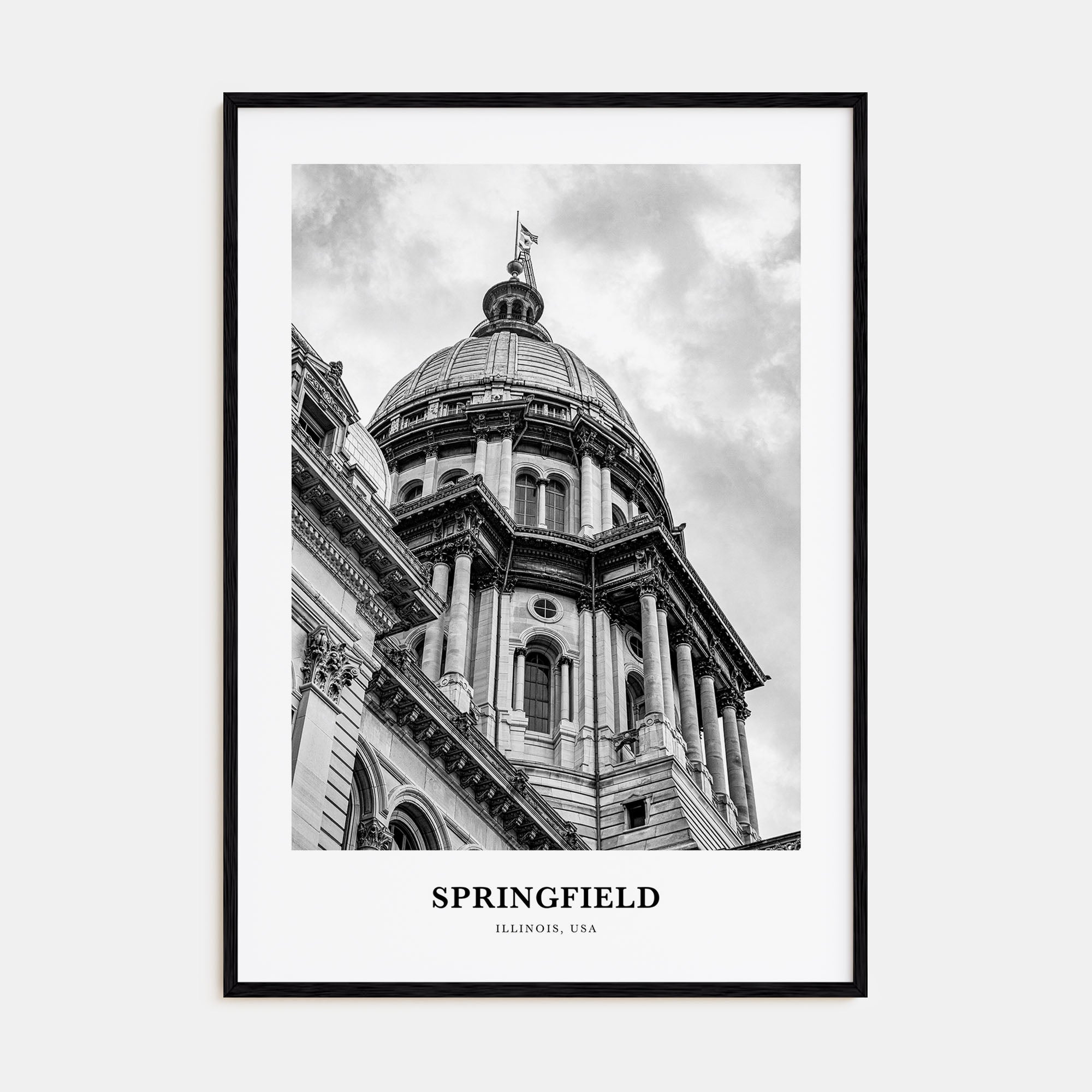 Springfield, Illinois Portrait B&W Poster