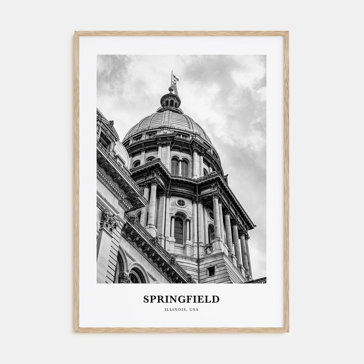 Springfield, Illinois Portrait B&W Poster