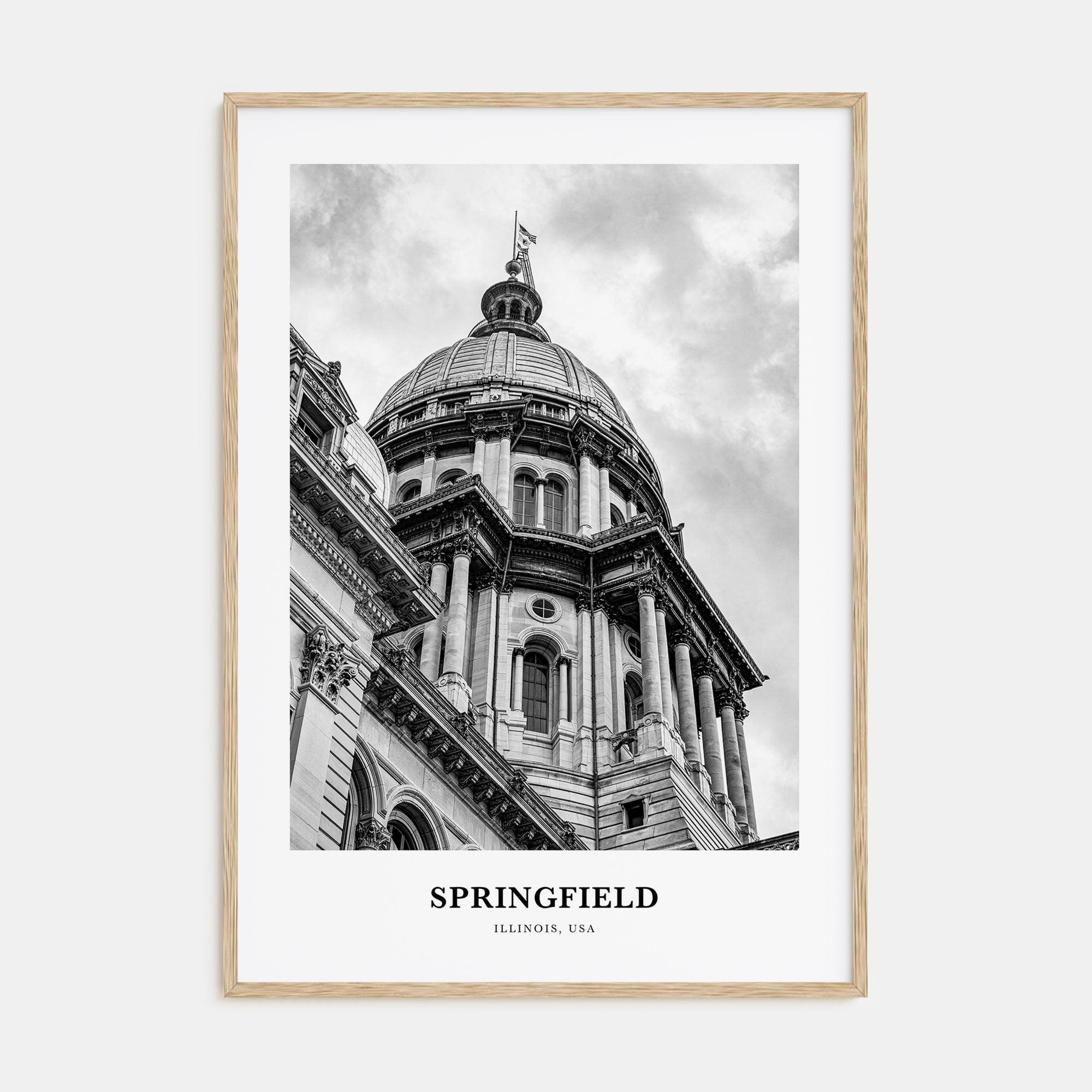Springfield, Illinois Portrait B&W Poster