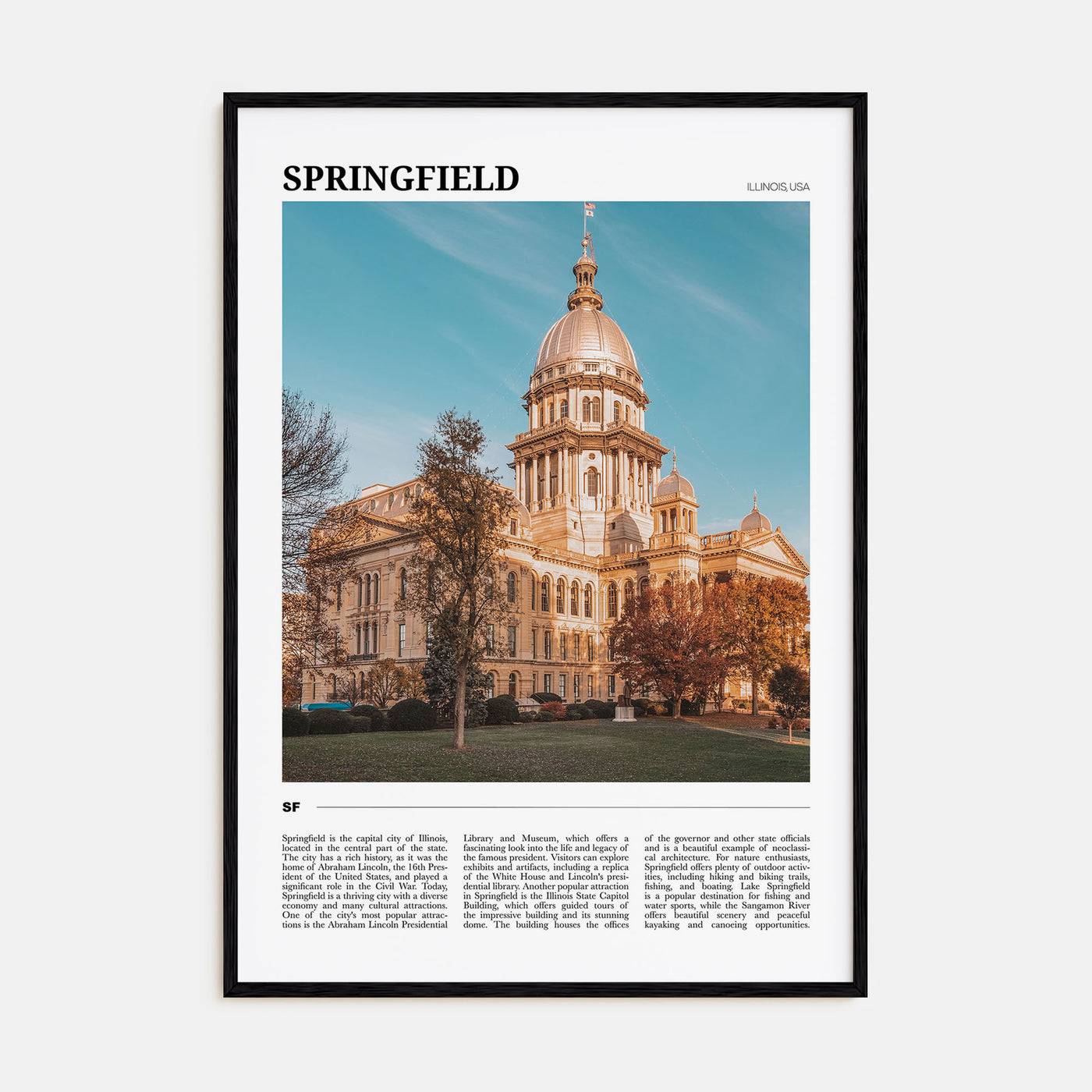 Springfield, Illinois Travel Color Poster
