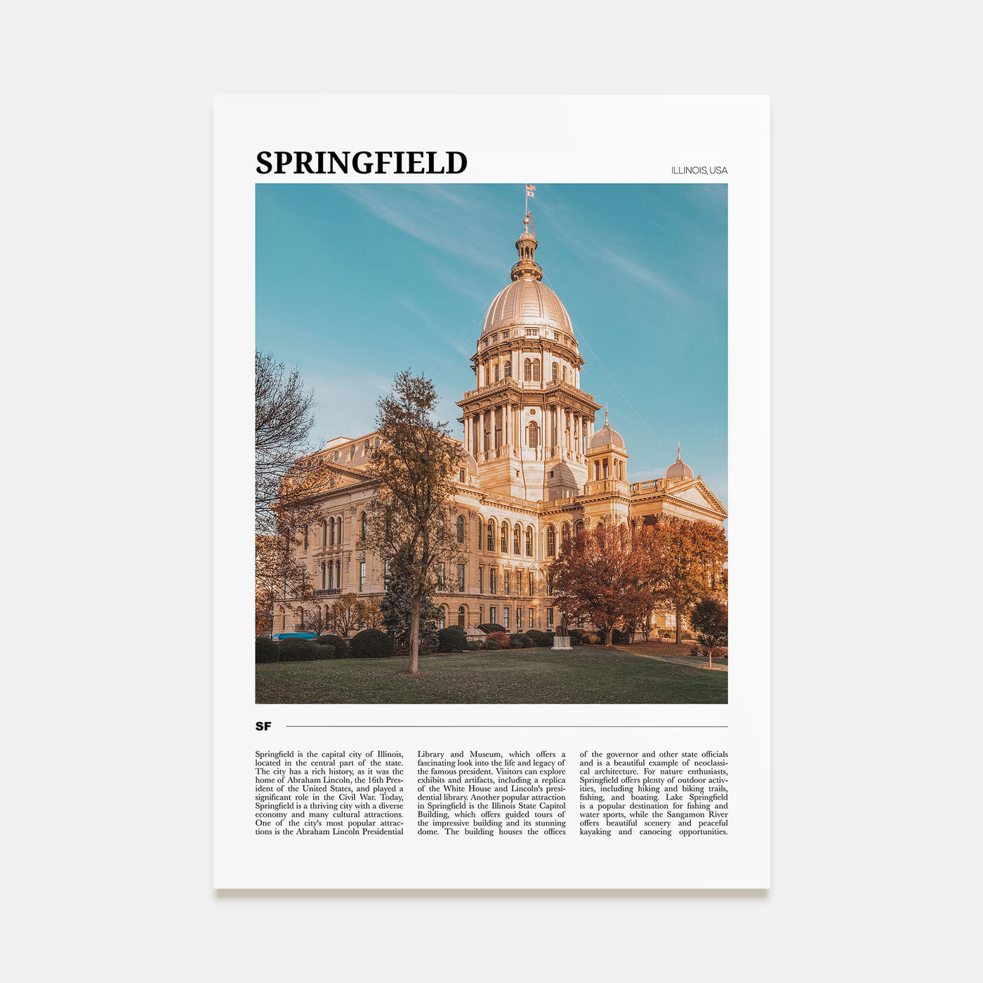 Springfield, Illinois Travel Color Poster