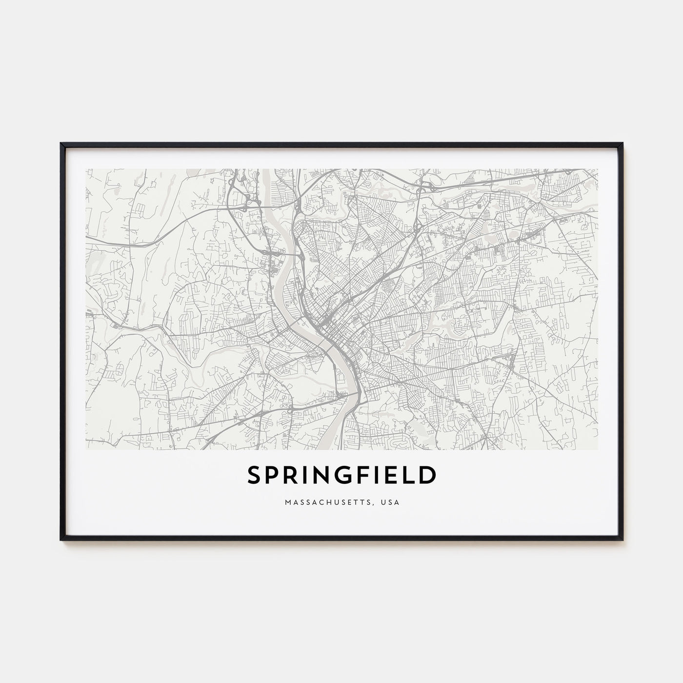 Springfield, Massachusetts Map Landscape Poster