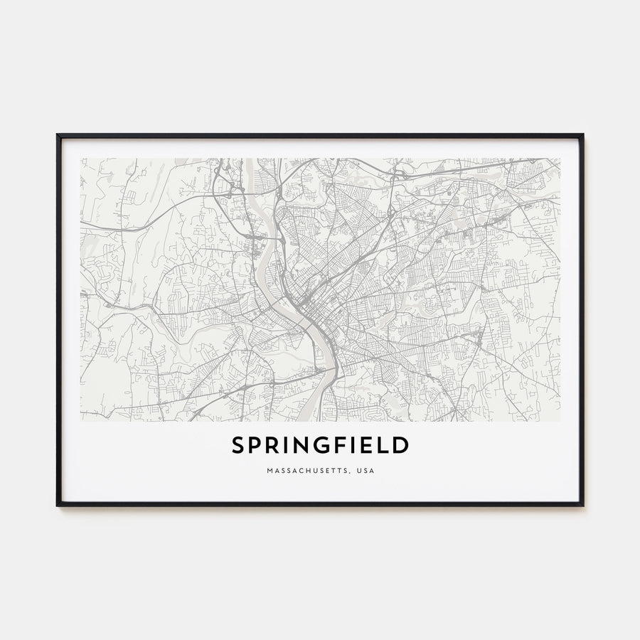 Springfield, Massachusetts Map Landscape Poster