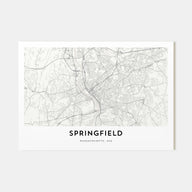 Springfield, Massachusetts Map Landscape Poster