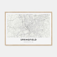 Springfield, Massachusetts Map Landscape Poster