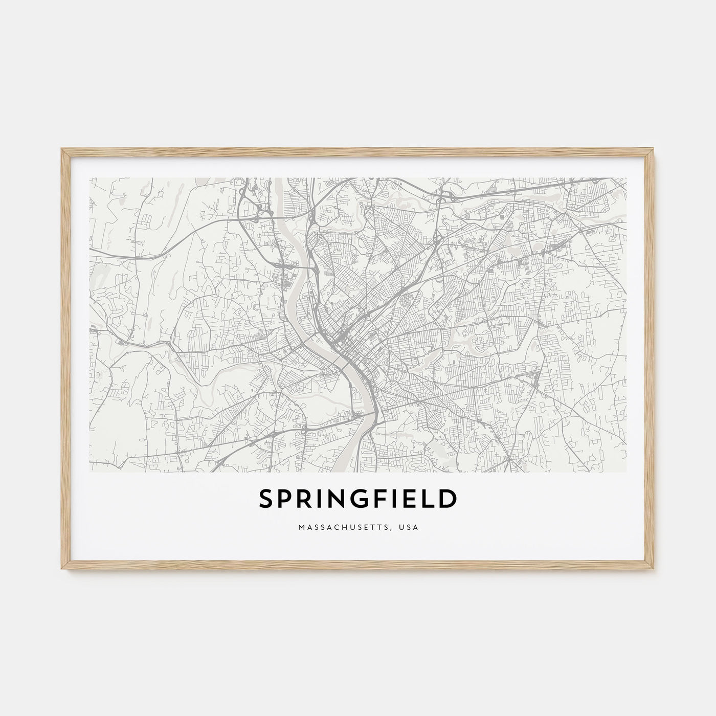 Springfield, Massachusetts Map Landscape Poster