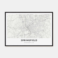 Springfield, Massachusetts Map Landscape Poster