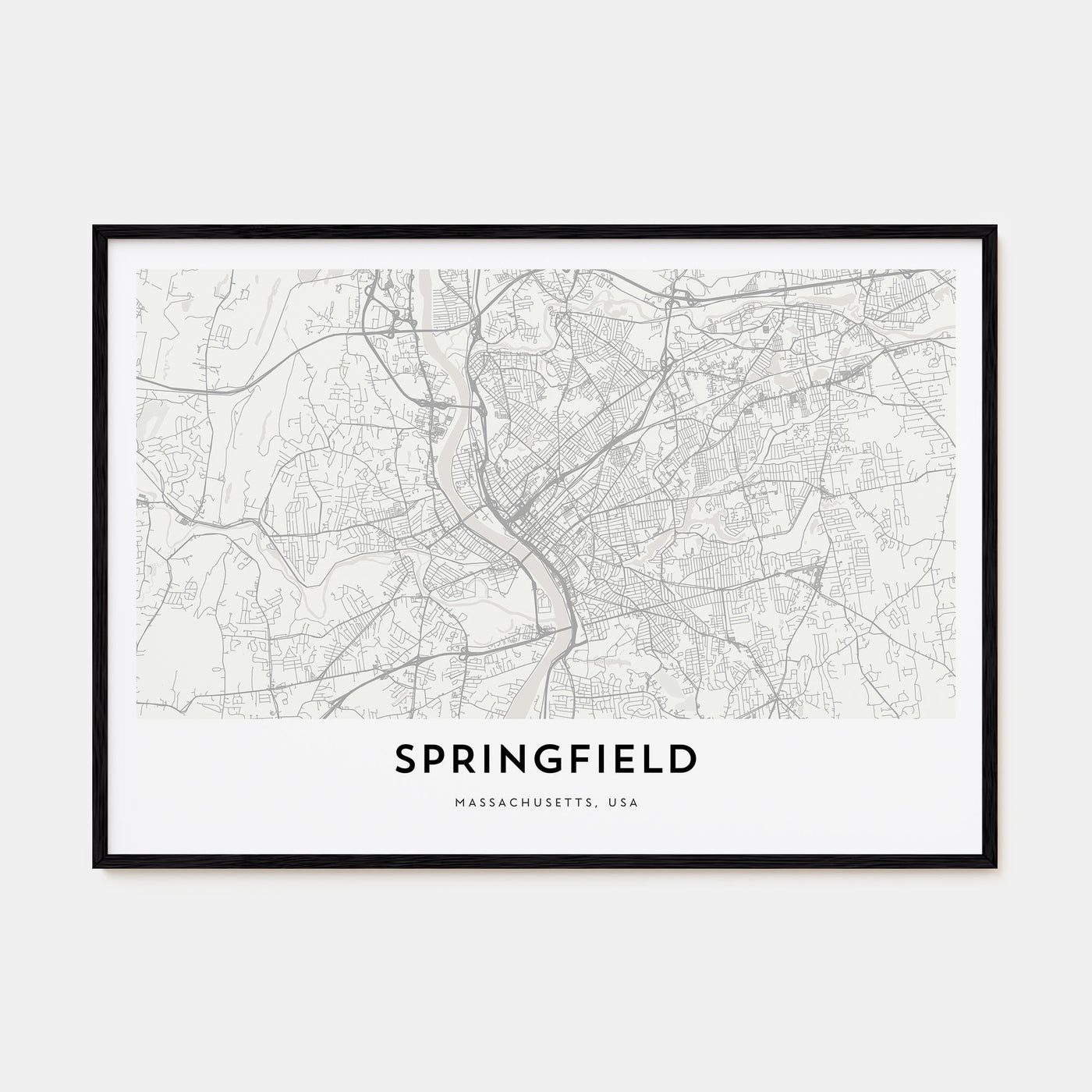 Springfield, Massachusetts Map Landscape Poster