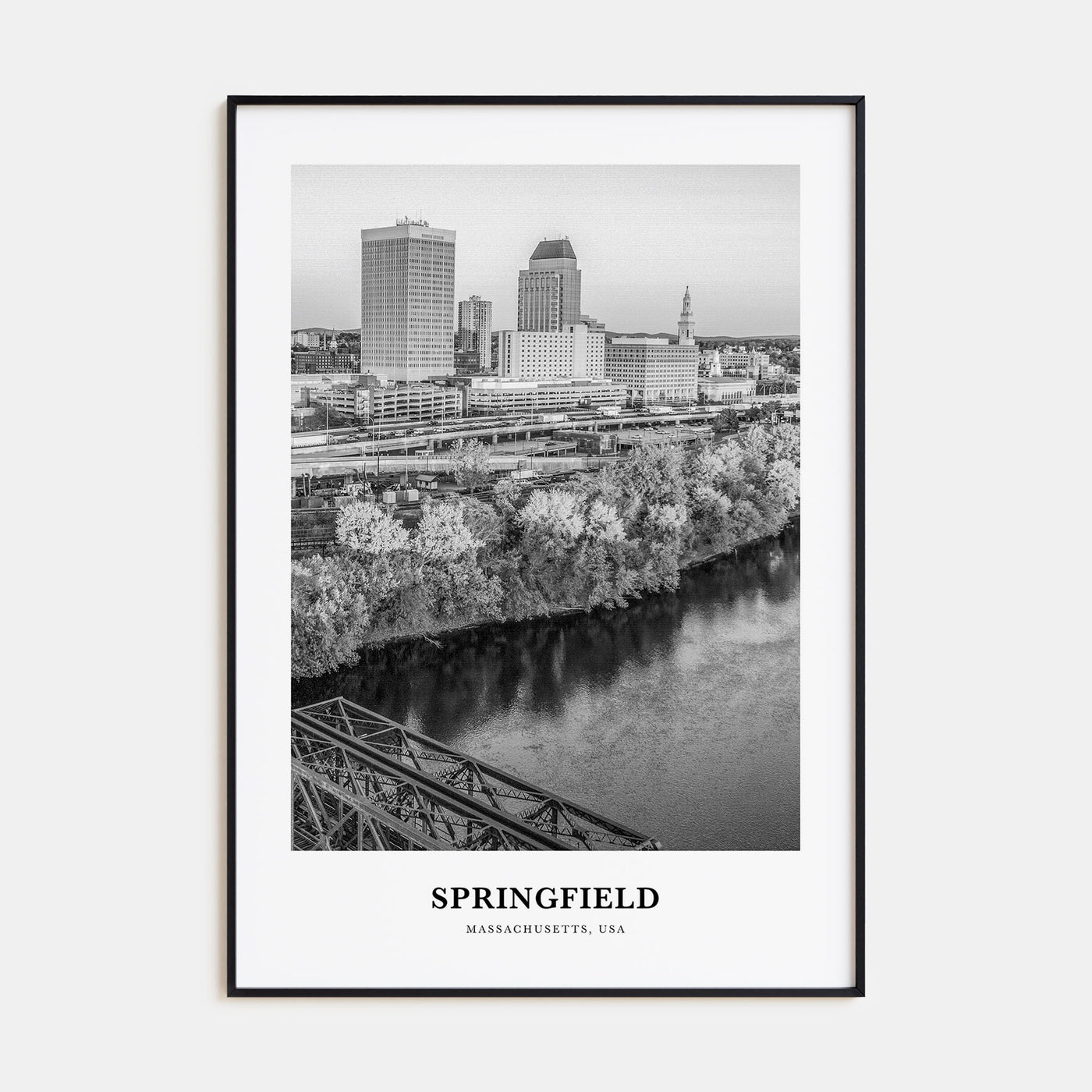 Springfield, Massachusetts Portrait B&W Poster