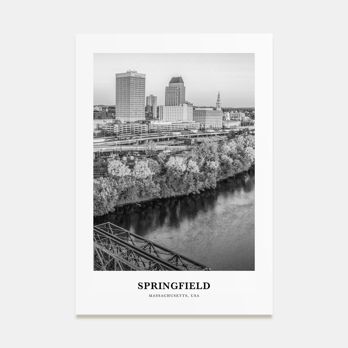 Springfield, Massachusetts Portrait B&W Poster
