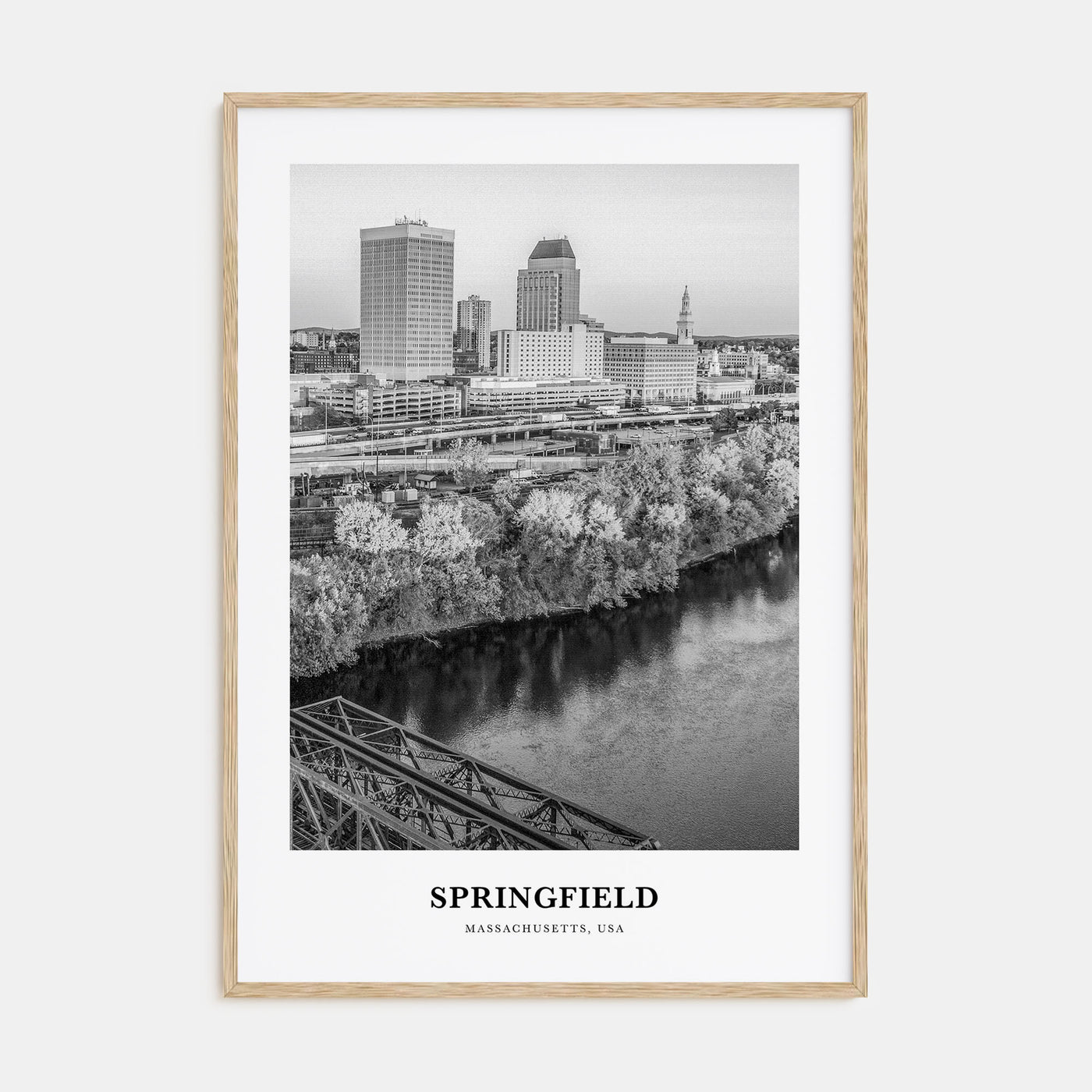 Springfield, Massachusetts Portrait B&W Poster