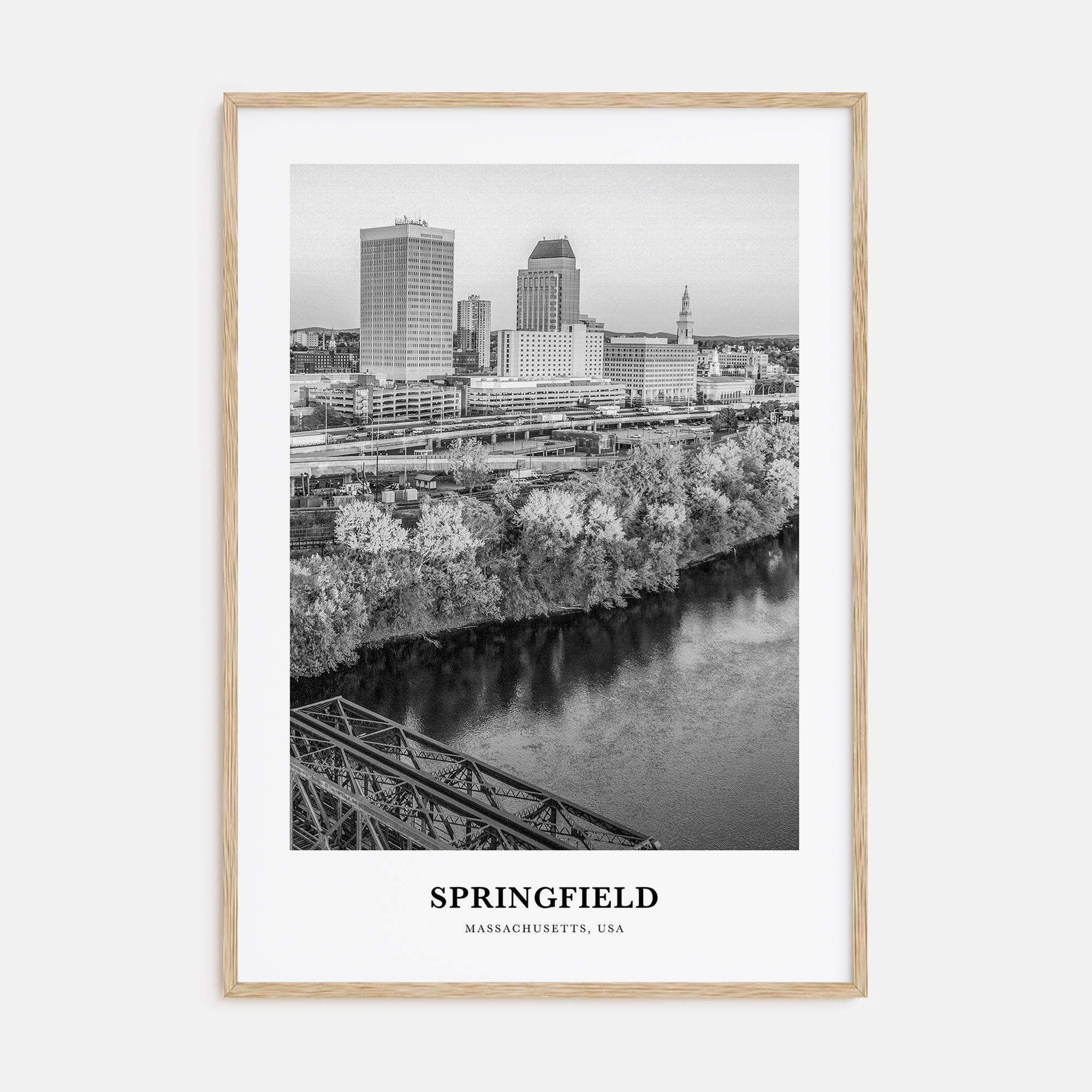 Springfield, Massachusetts Portrait B&W Poster