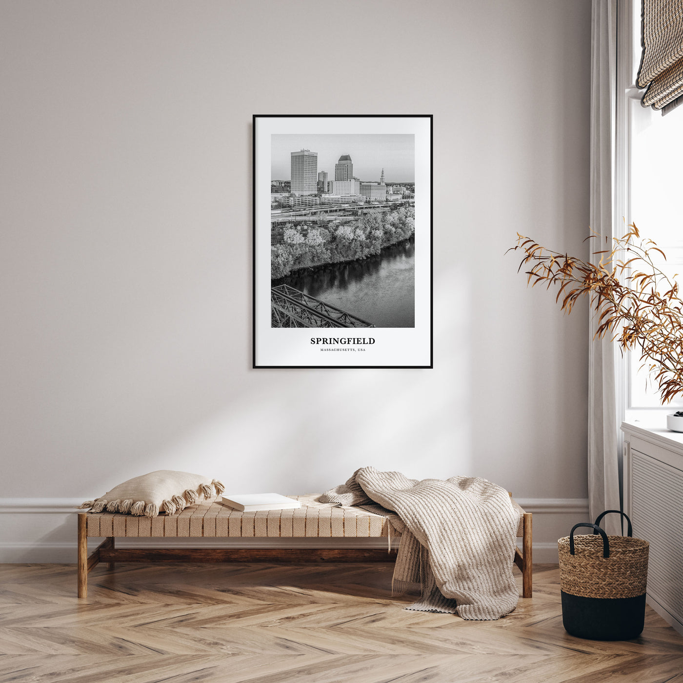 Springfield, Massachusetts Portrait B&W Poster