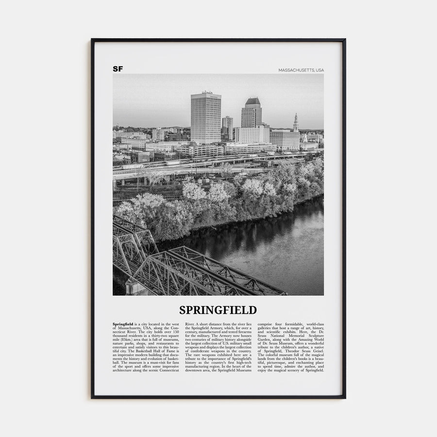 Springfield, Massachusetts Travel B&W Poster