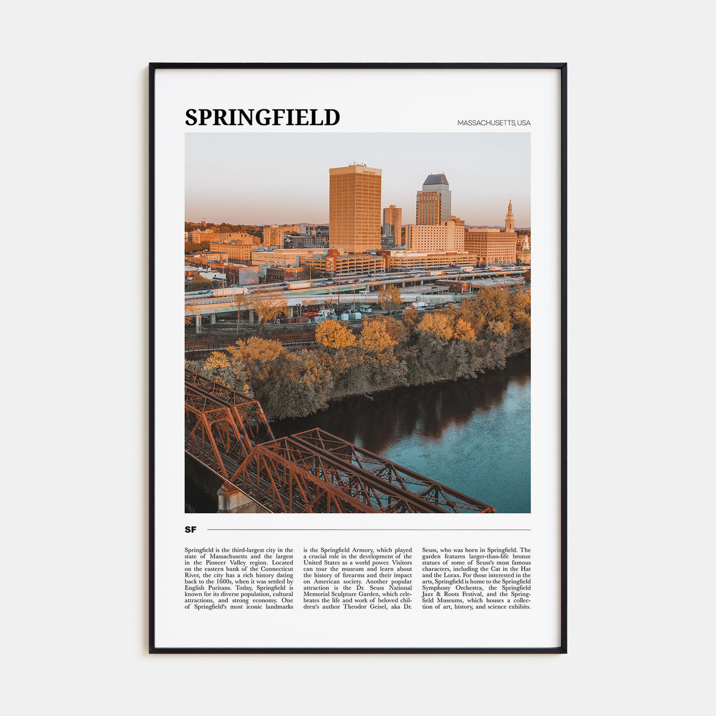 Springfield, Massachusetts Travel Color Poster