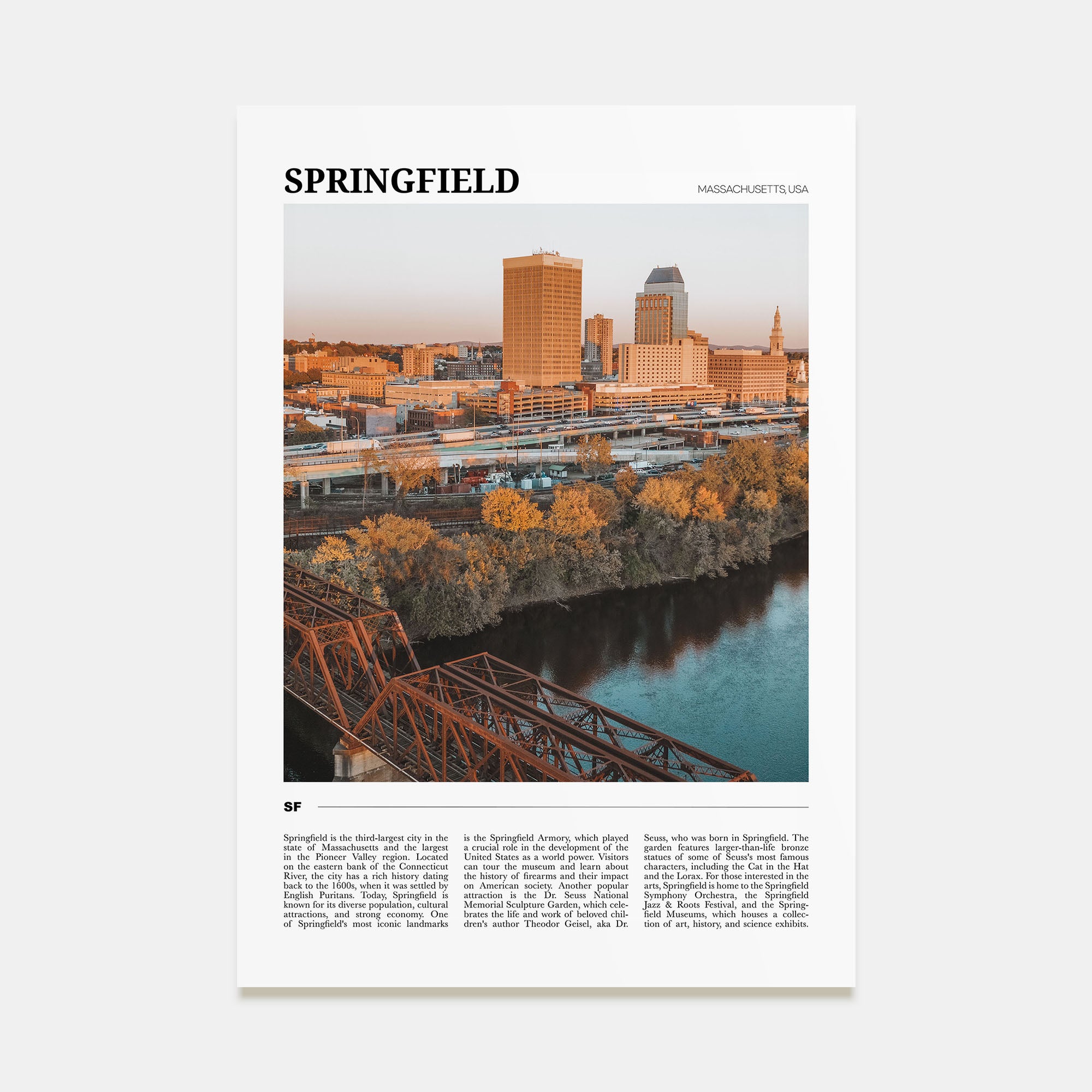 Springfield, Massachusetts Travel Color Poster