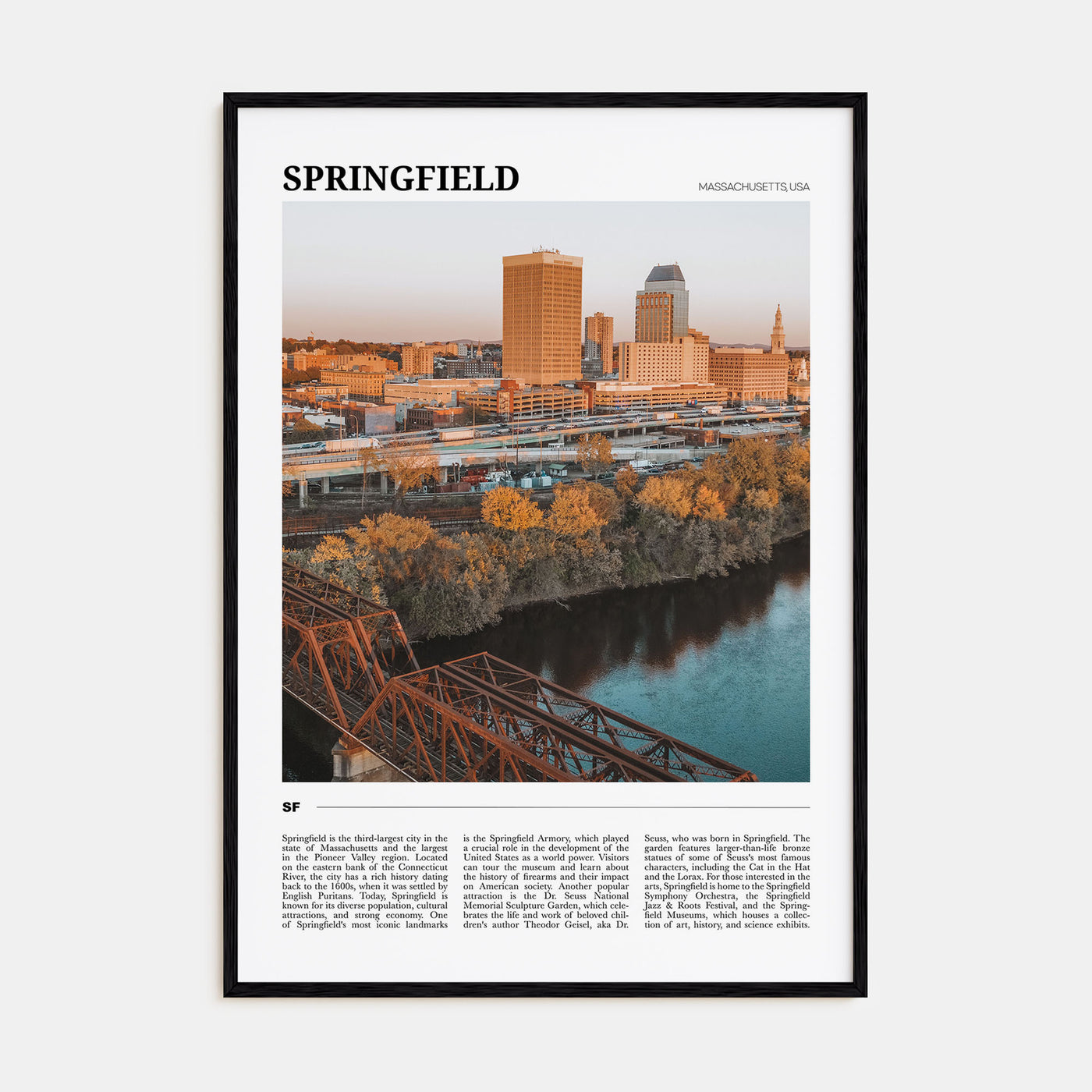 Springfield, Massachusetts Travel Color Poster