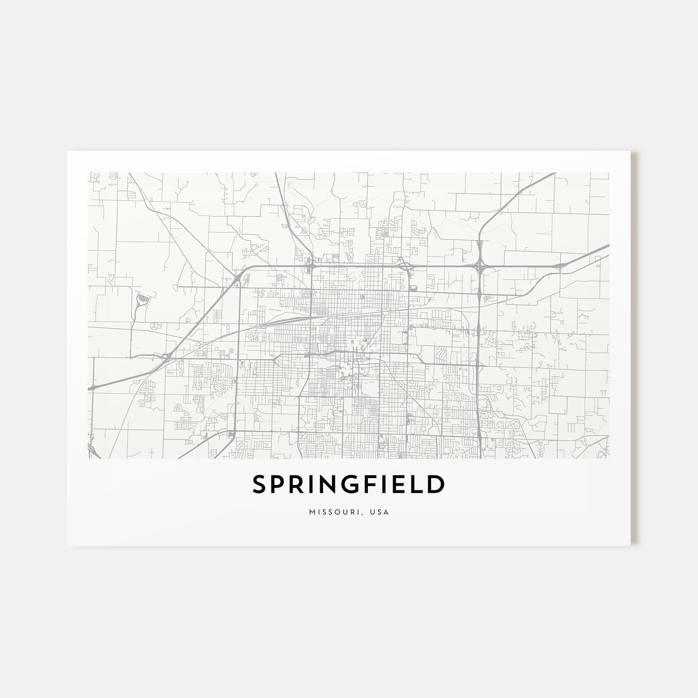 Springfield, Missouri Map Landscape Poster