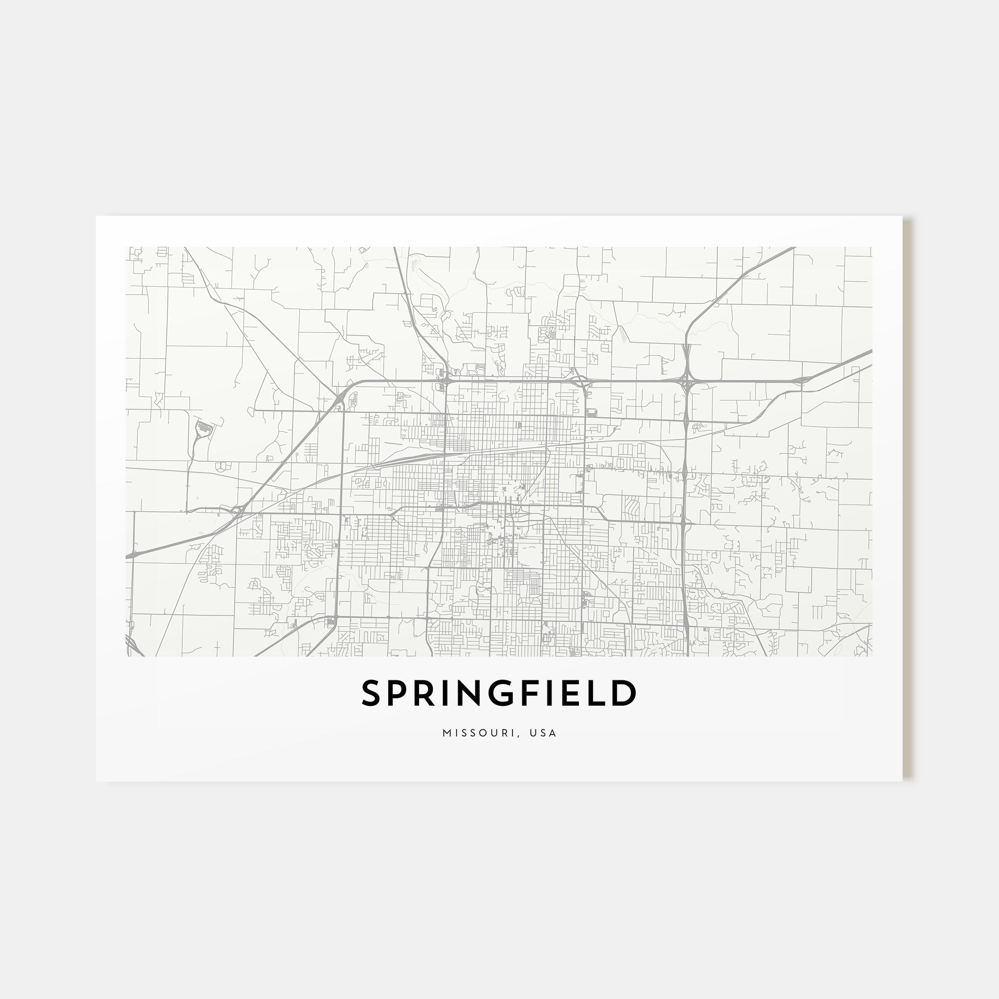 Springfield, Missouri Map Landscape Poster