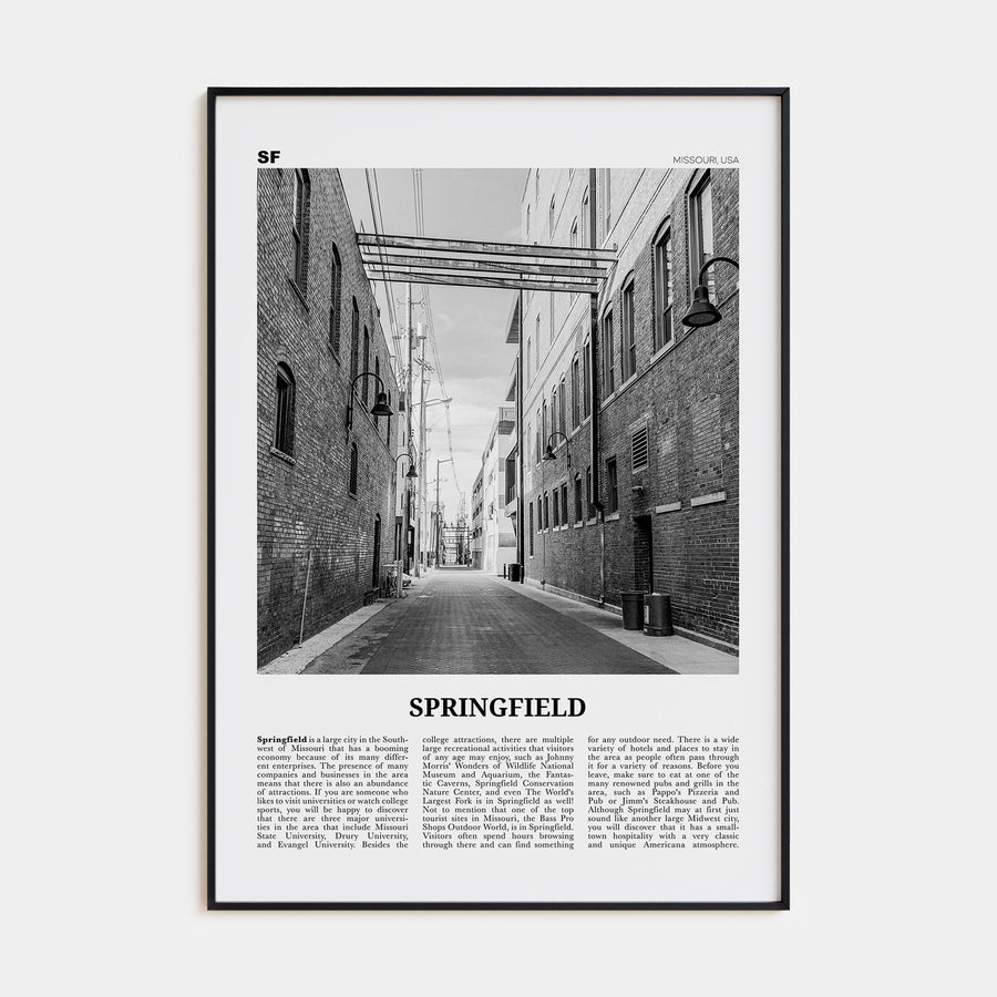 Springfield, Missouri Travel B&W Poster