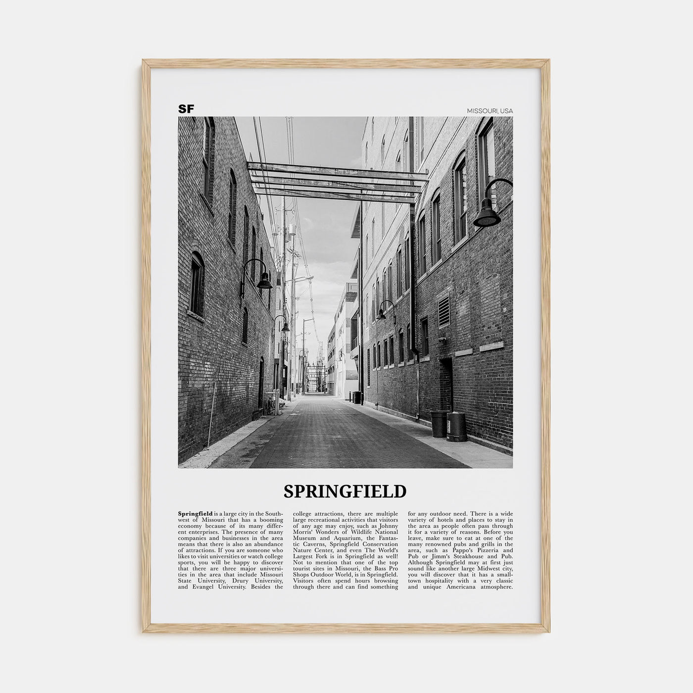 Springfield, Missouri Travel B&W Poster