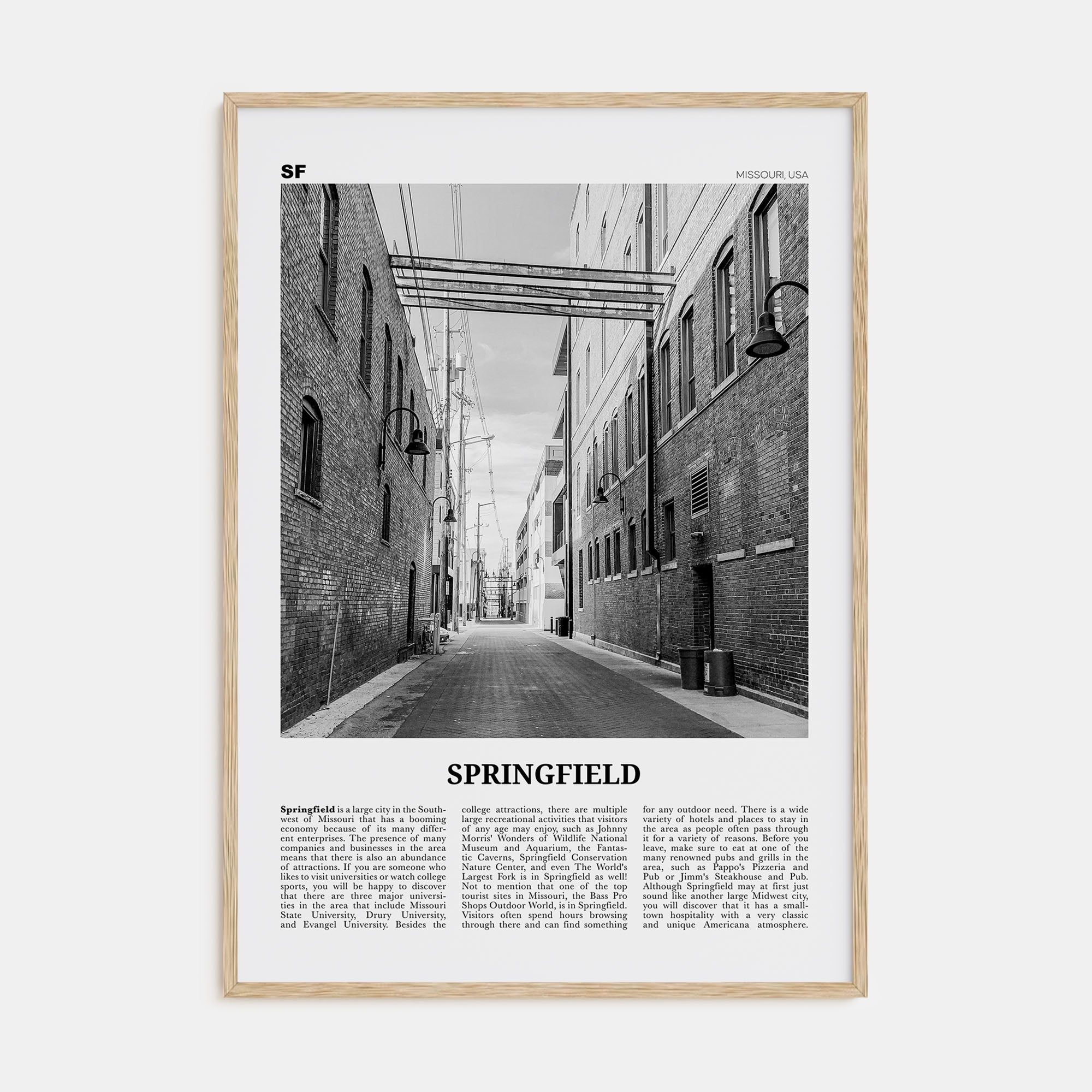 Springfield, Missouri Travel B&W Poster