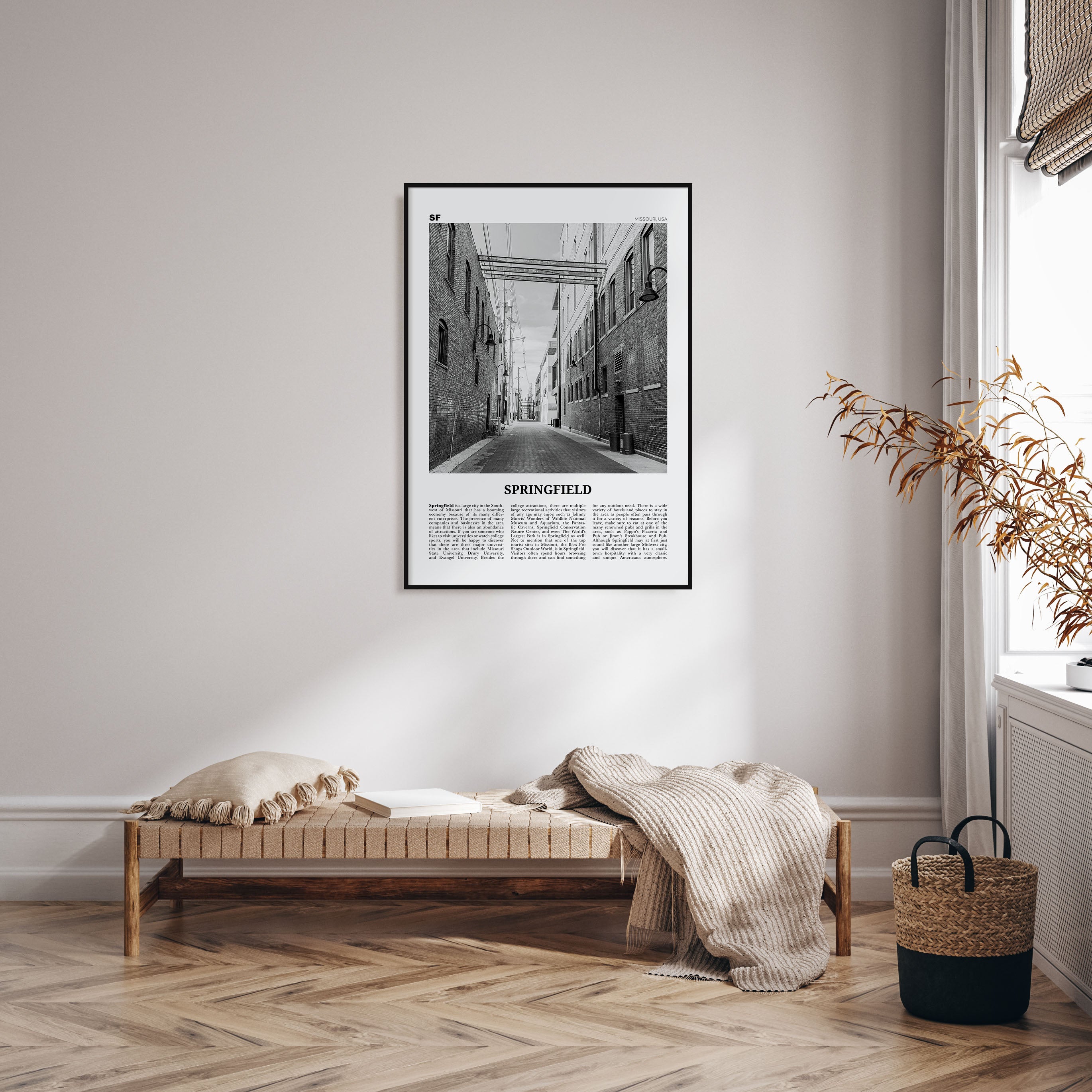 Springfield, Missouri Travel B&W Poster