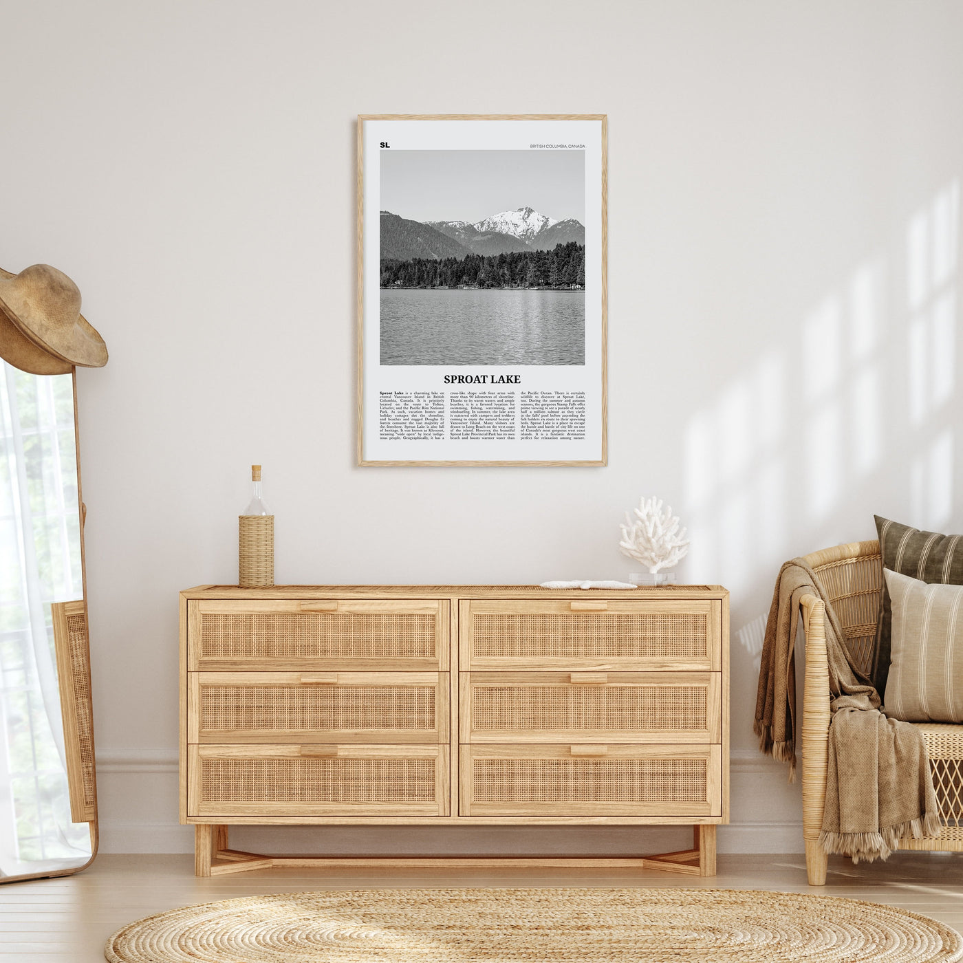 Sproat Lake Travel B&W Poster