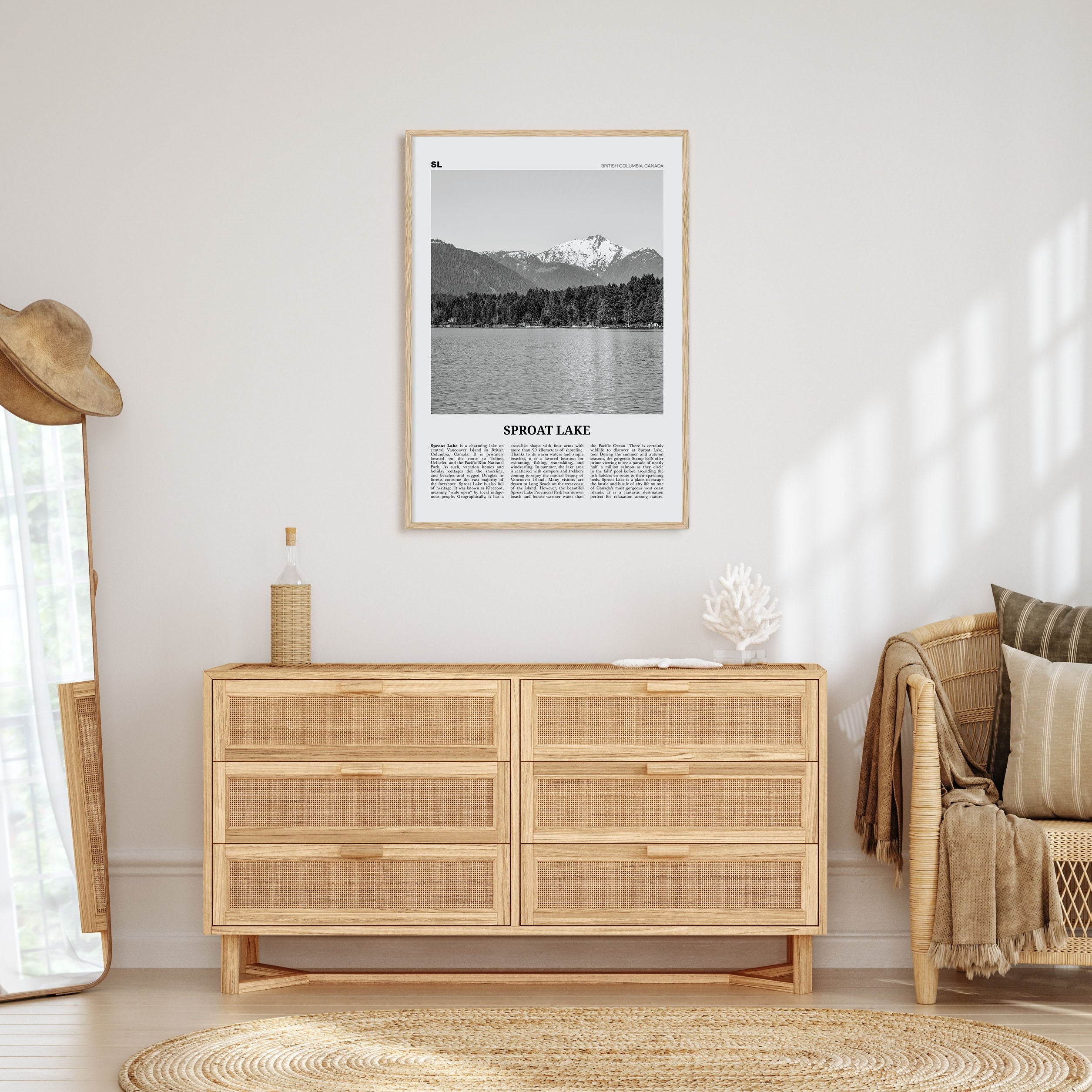 Sproat Lake Travel B&W Poster