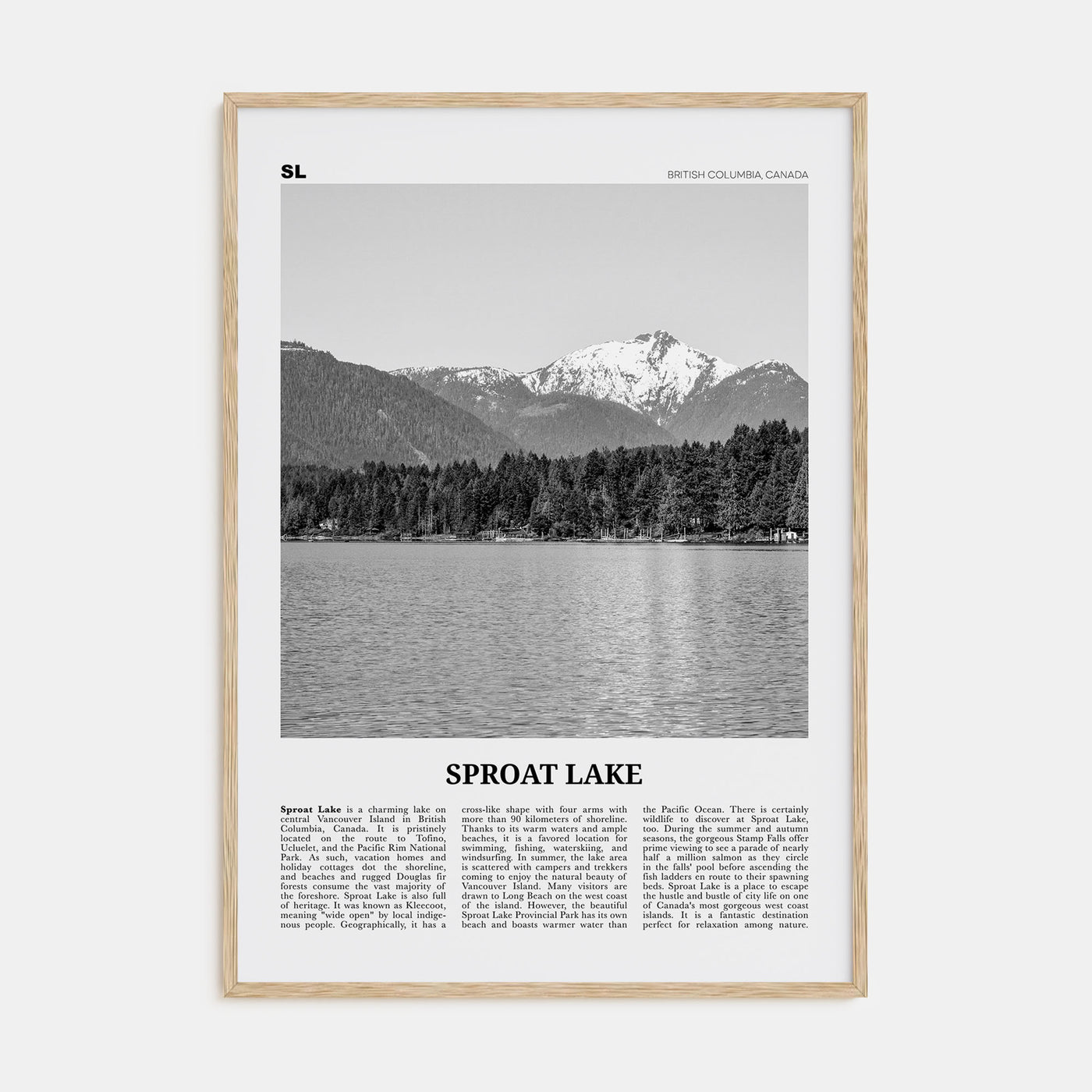 Sproat Lake Travel B&W Poster